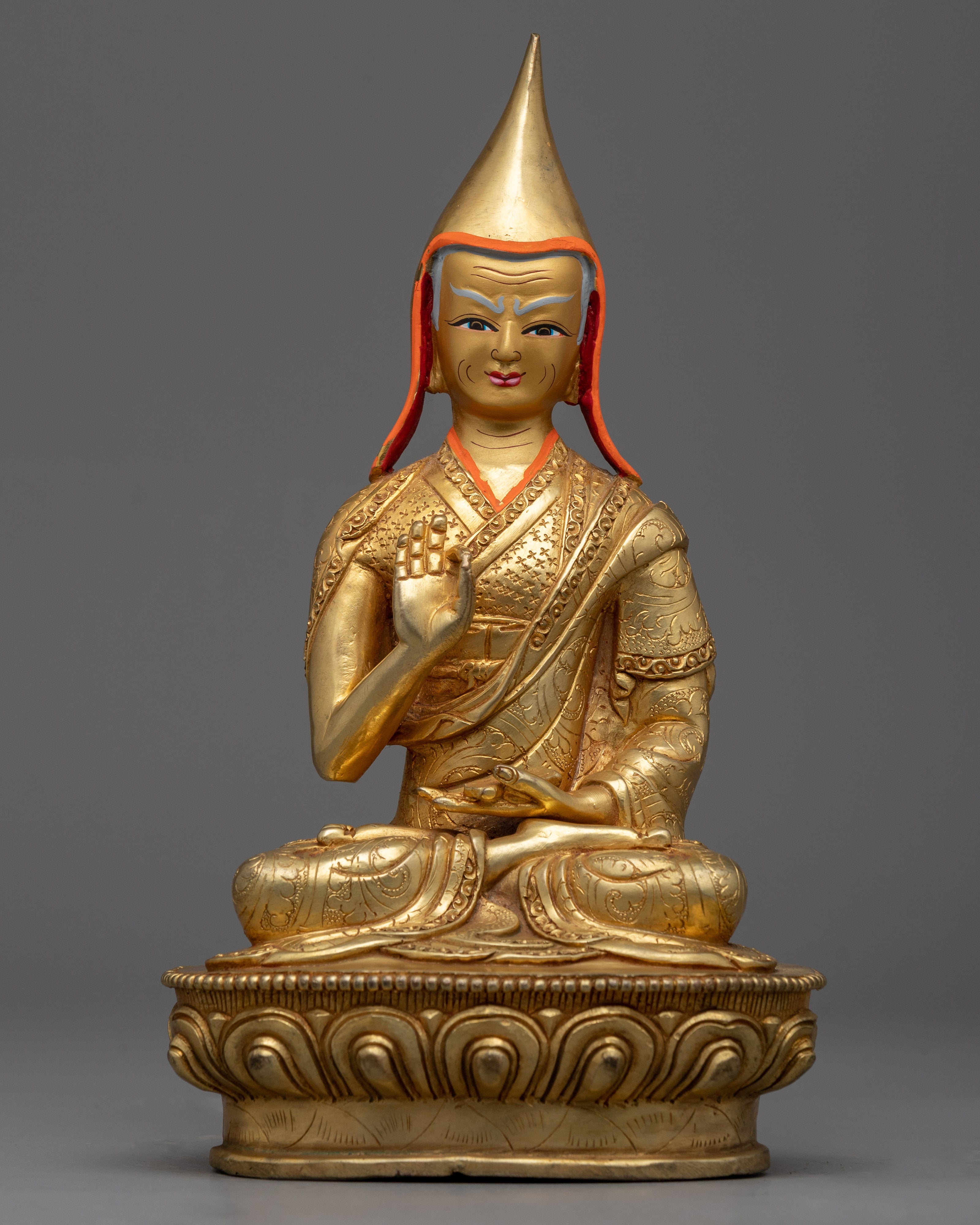 Lama Tsongkhapa Disciple on The Right side and Left Side | Tsongkhapa Statue Set