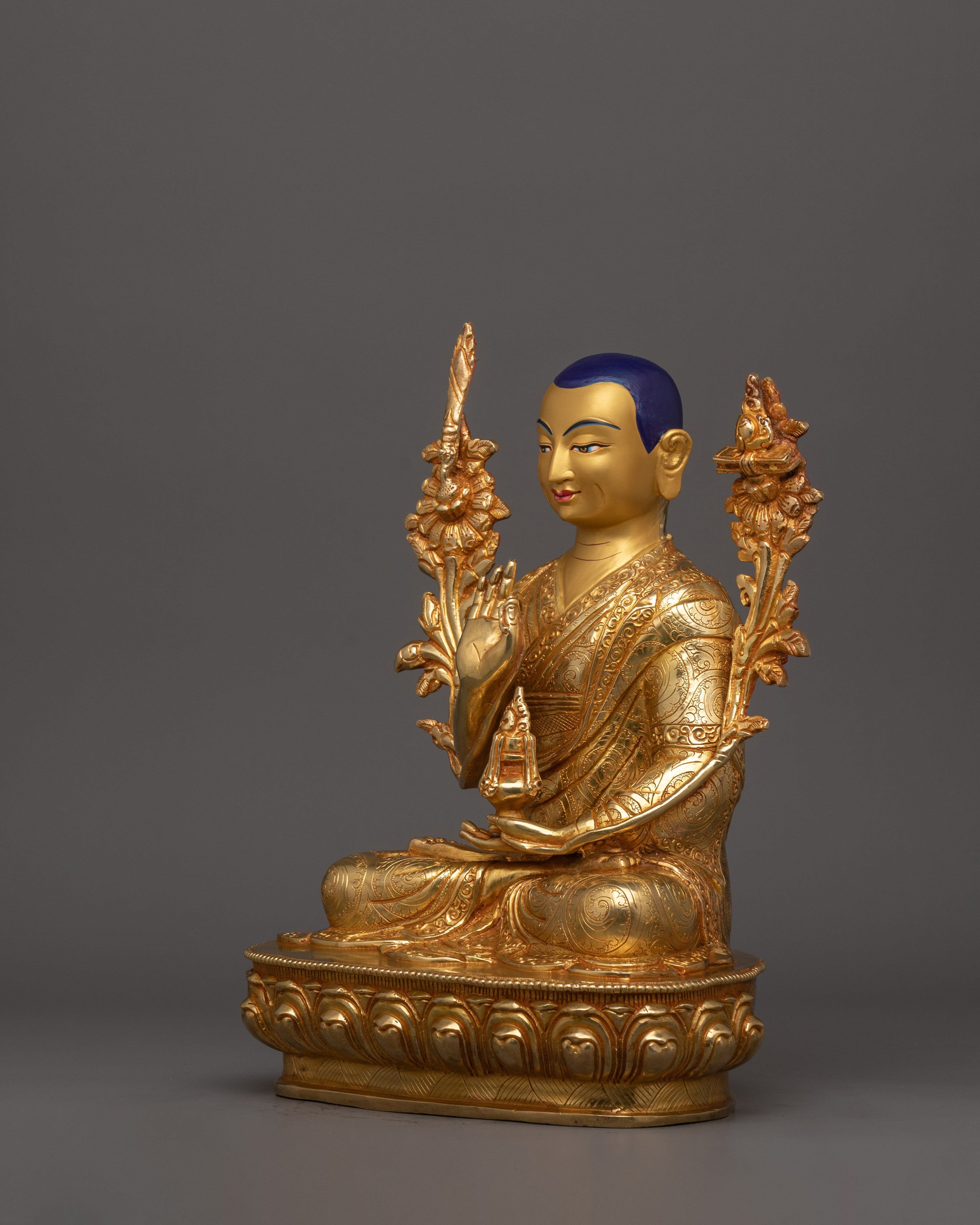 24K Gold Gilded Tsong Khapa Statue | Guru of Tibetan Buddhist Teachings
