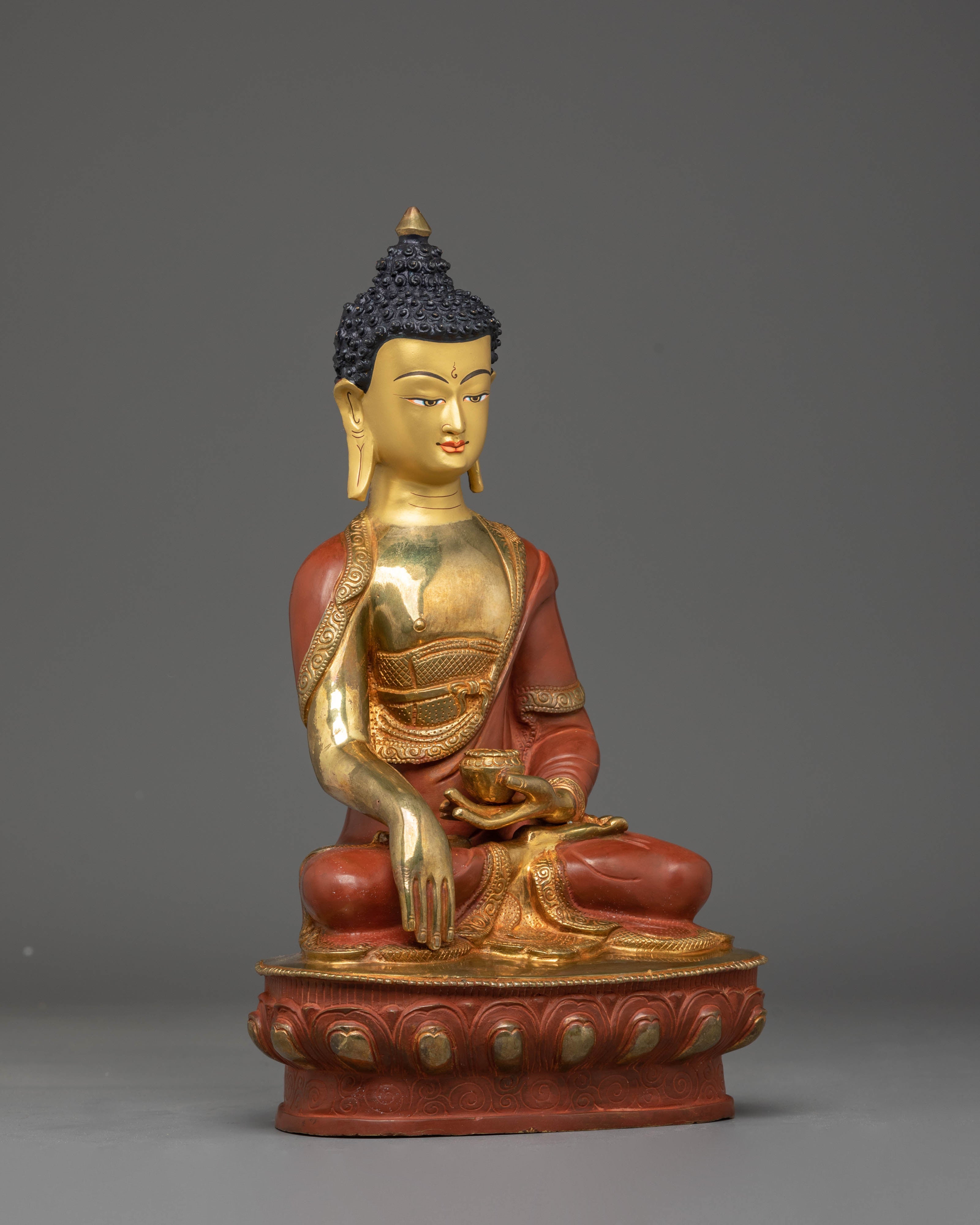 Tibetan Buddhist Statue of Shakyamuni Buddha | Statue with Turquoise and Coral