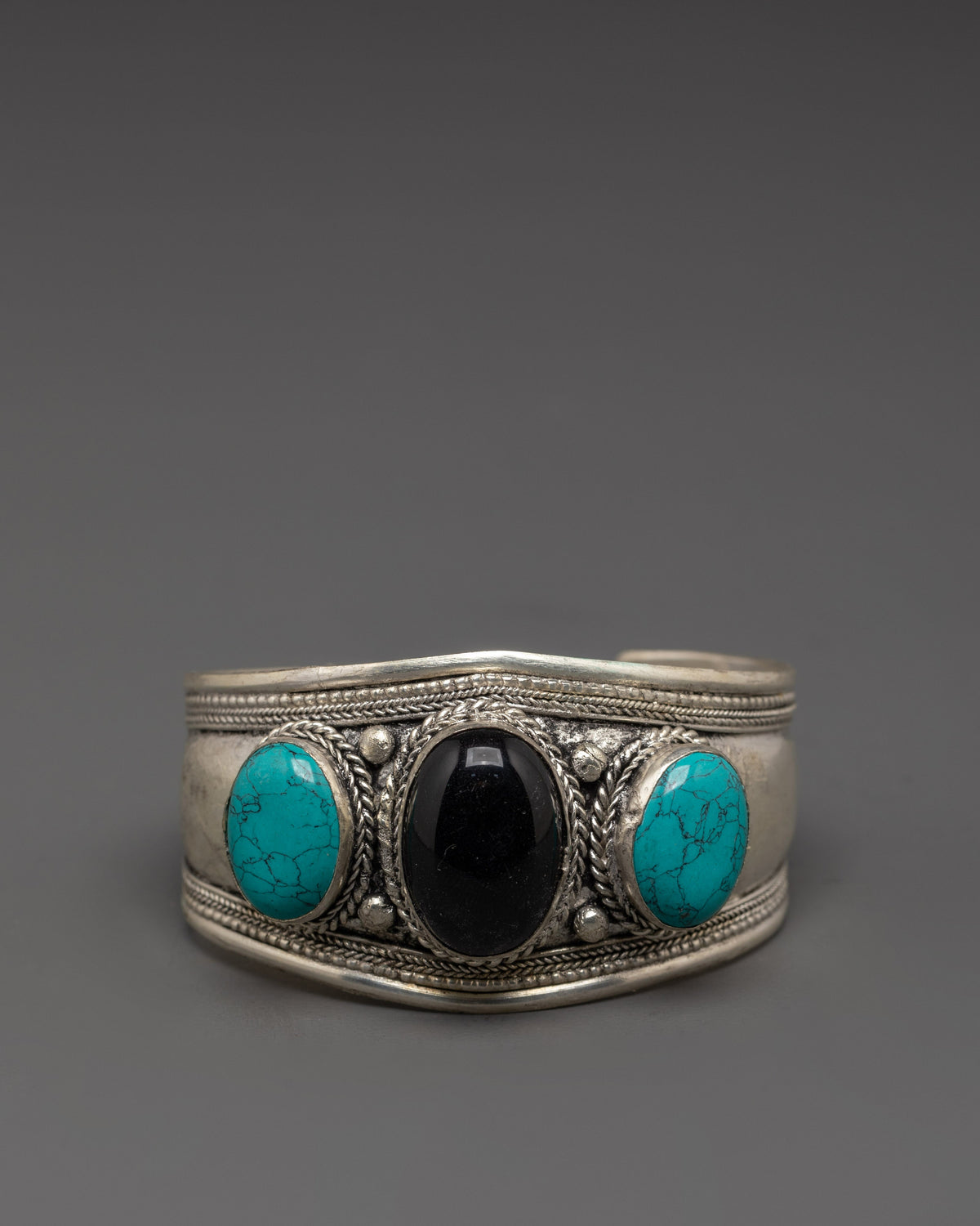 Himalayan Style Cuff Bracelet | Turquoise Coral Jewelry