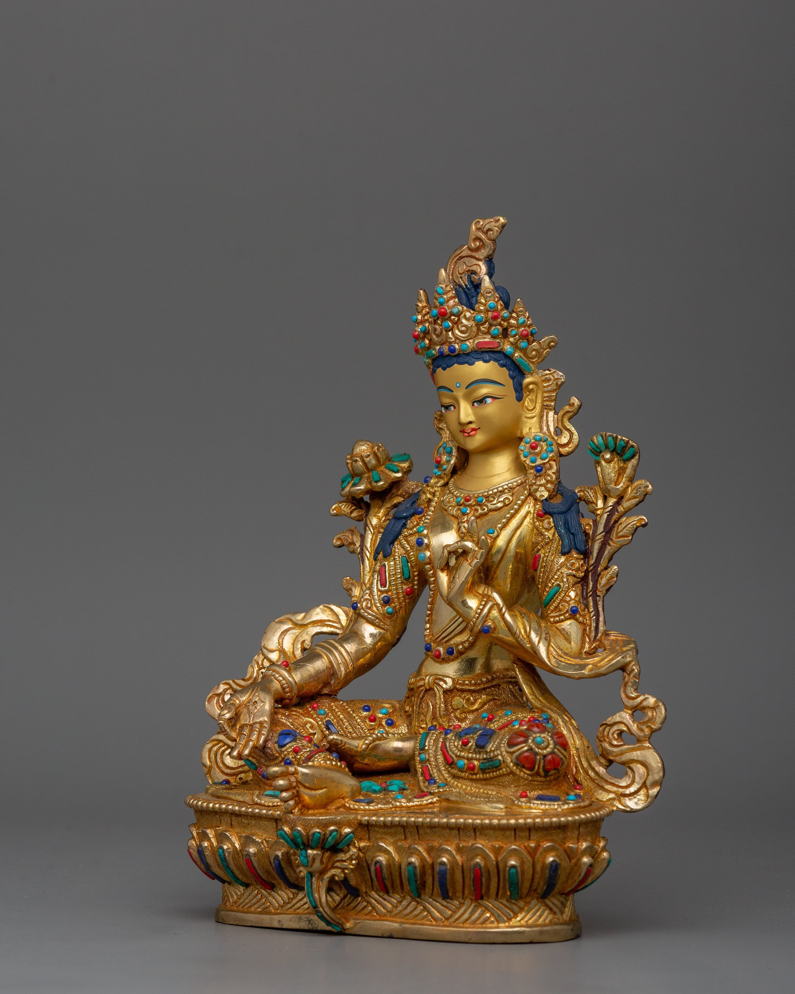 Handcrafted Green Tara Figurine | Bodhisattva of Protection