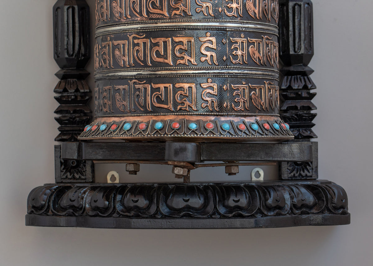 Tibetan mantra Prayer wheel | Copper & Brass Mantra Wheel | Buddhist Altar Decor