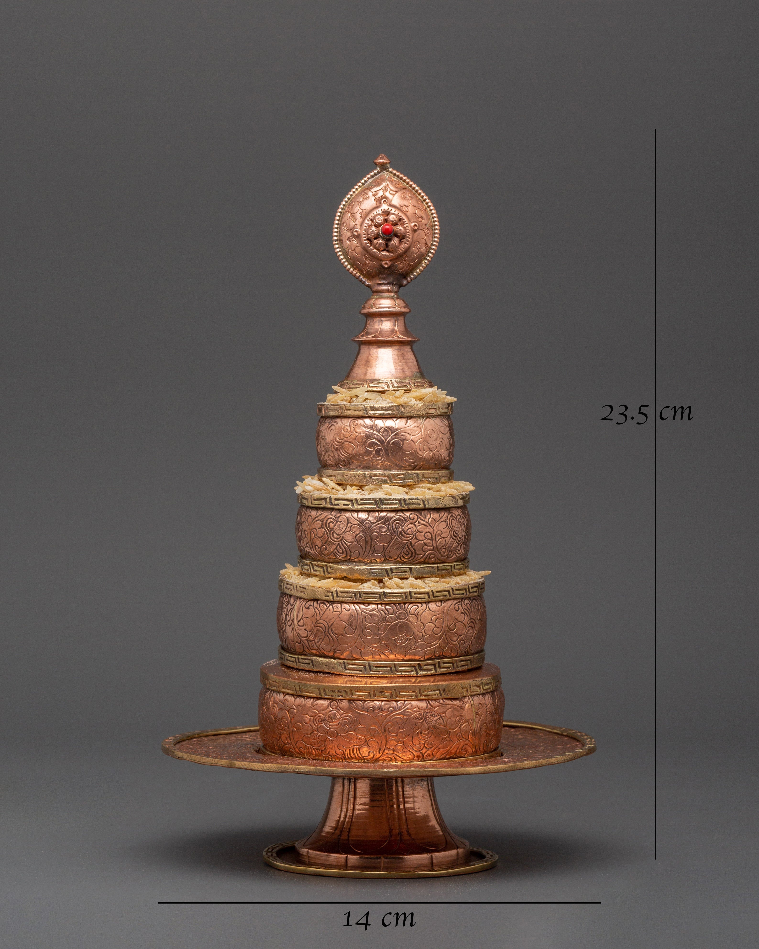 Copper Mandala Offering Set for Sacred Offerings | Symbol of Spirituality & Good Fortune