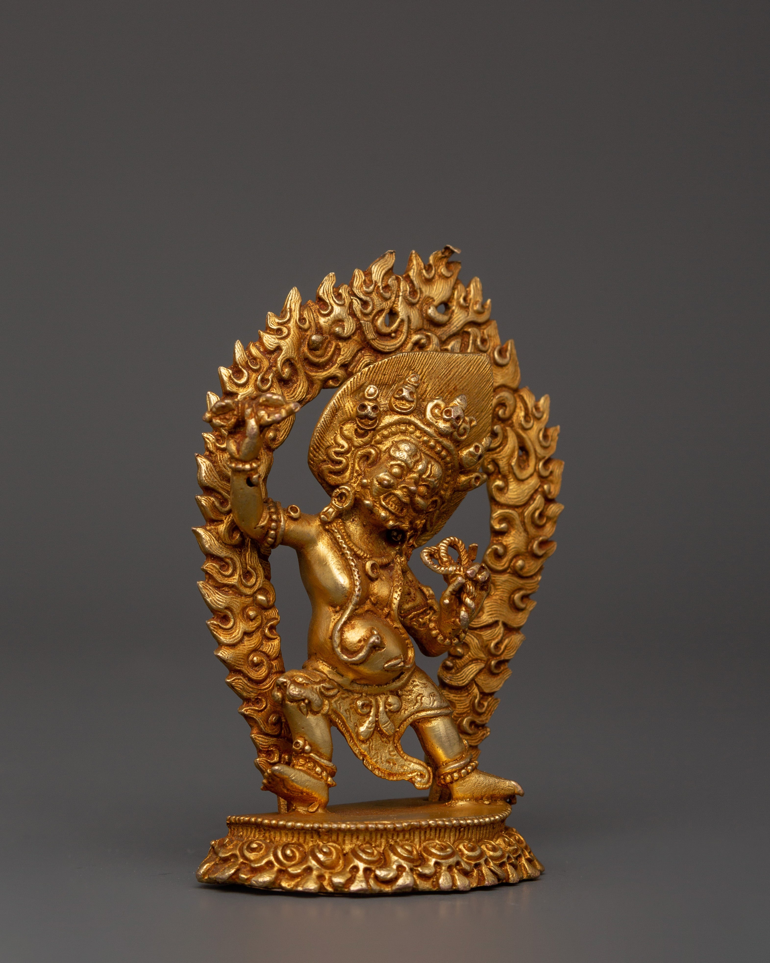 Gold-plated copper Vajrapani statue | Sacred Buddhist Decor