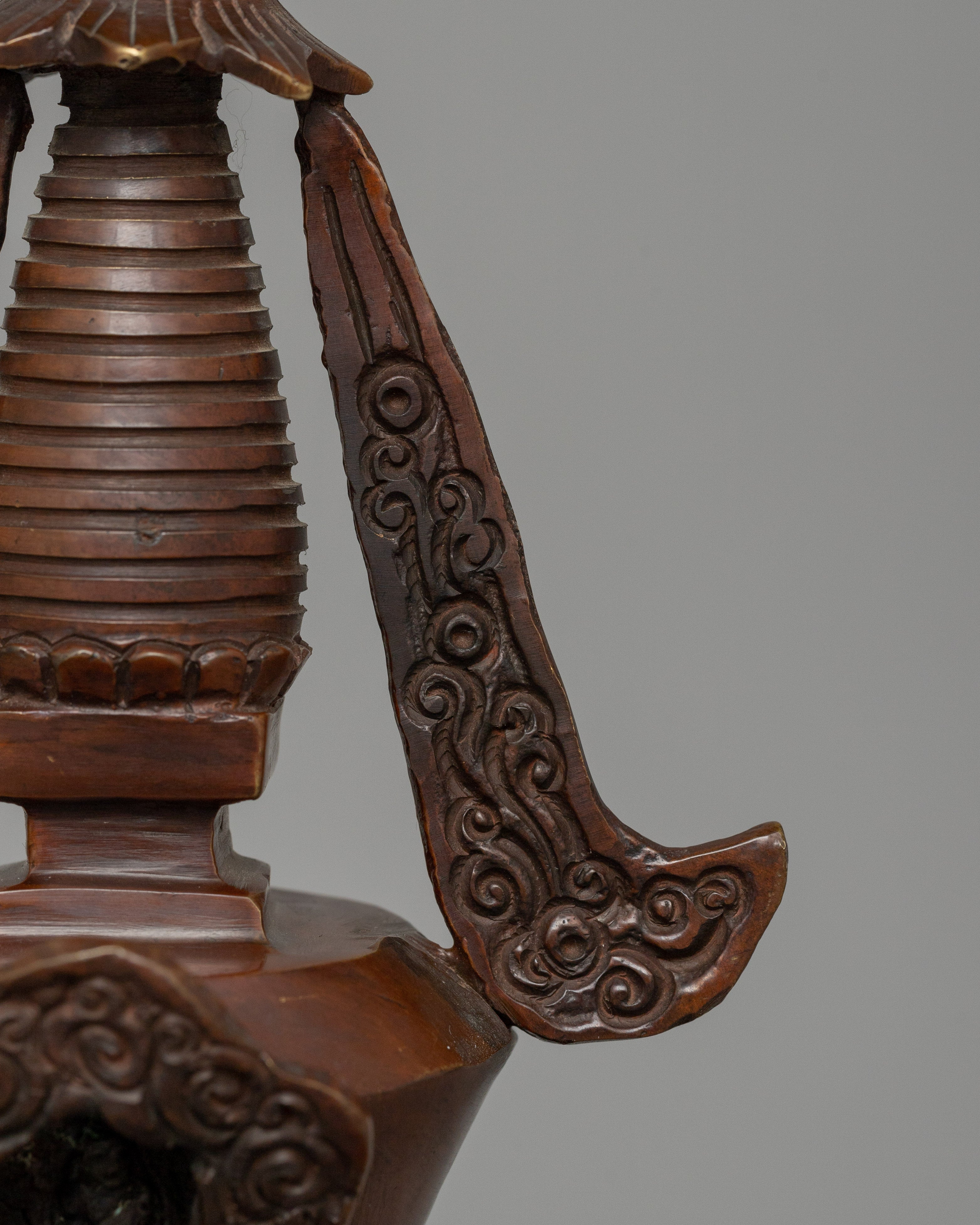 Buddhist Oxidized Copper Stupa | Handmade Buddhist Symbol for Ritual and Decorative Use