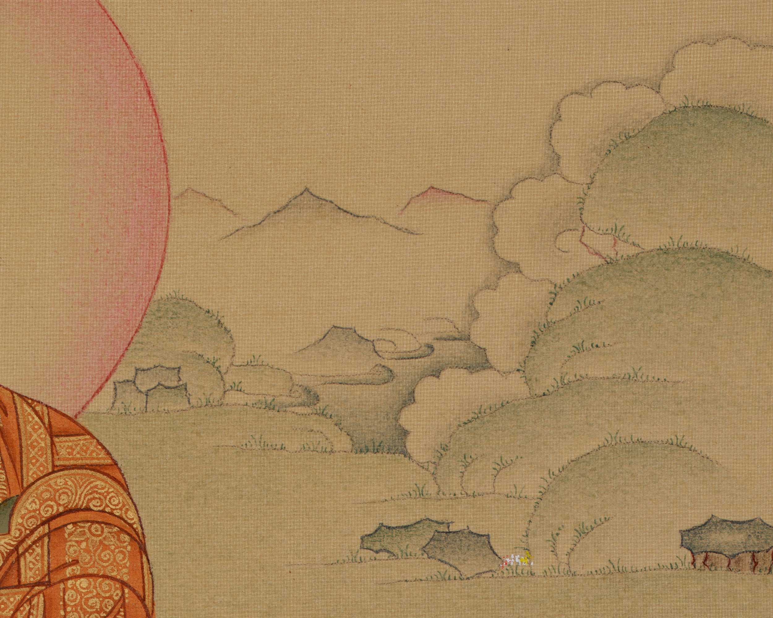 Dhyani Buddha Amitabha with Amitayus | A Sacred Thangka of Infinite Compassion and Longevity