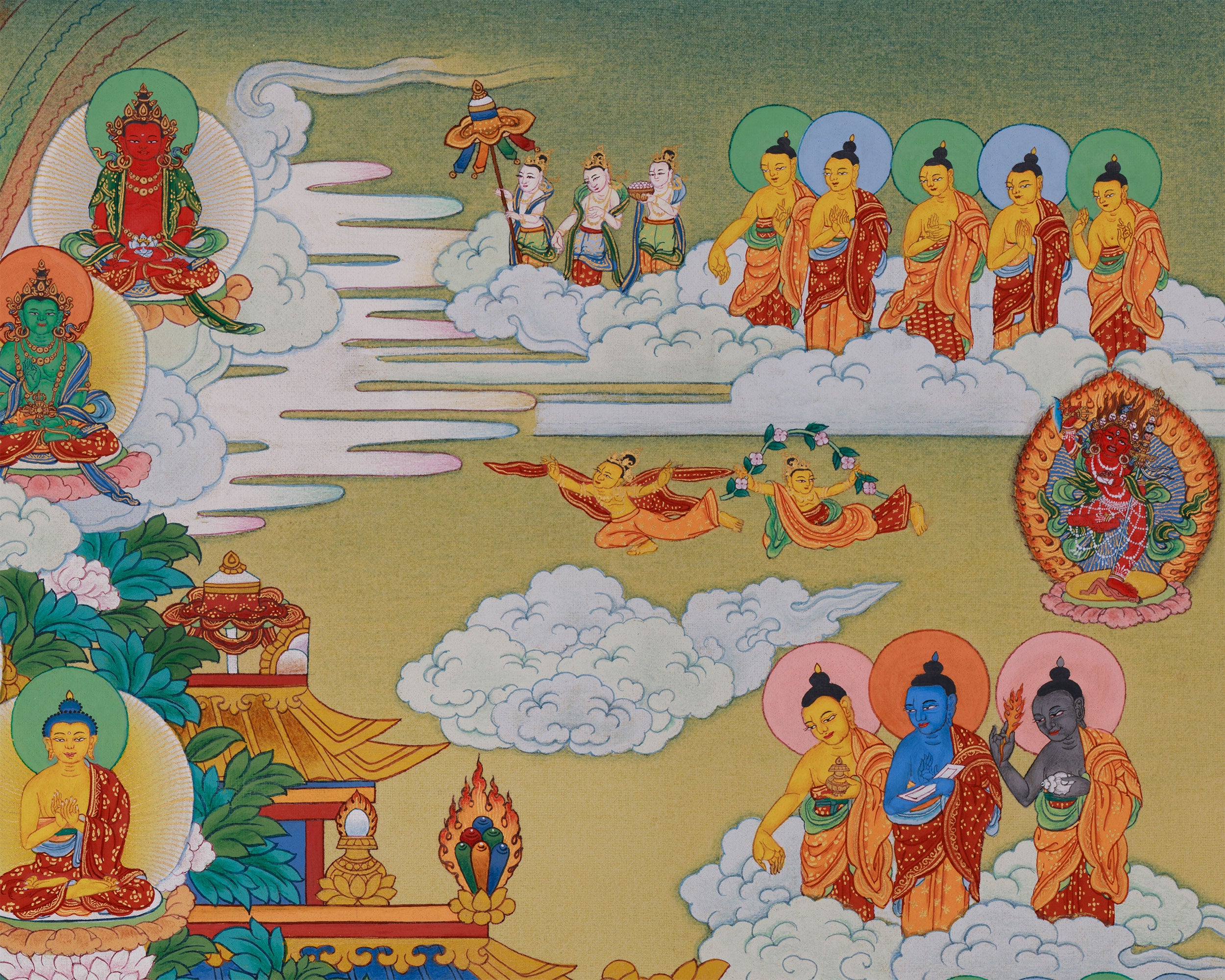 Grand Mahayana Pure Land Painting | Sacred Realm of Amitabha Buddha