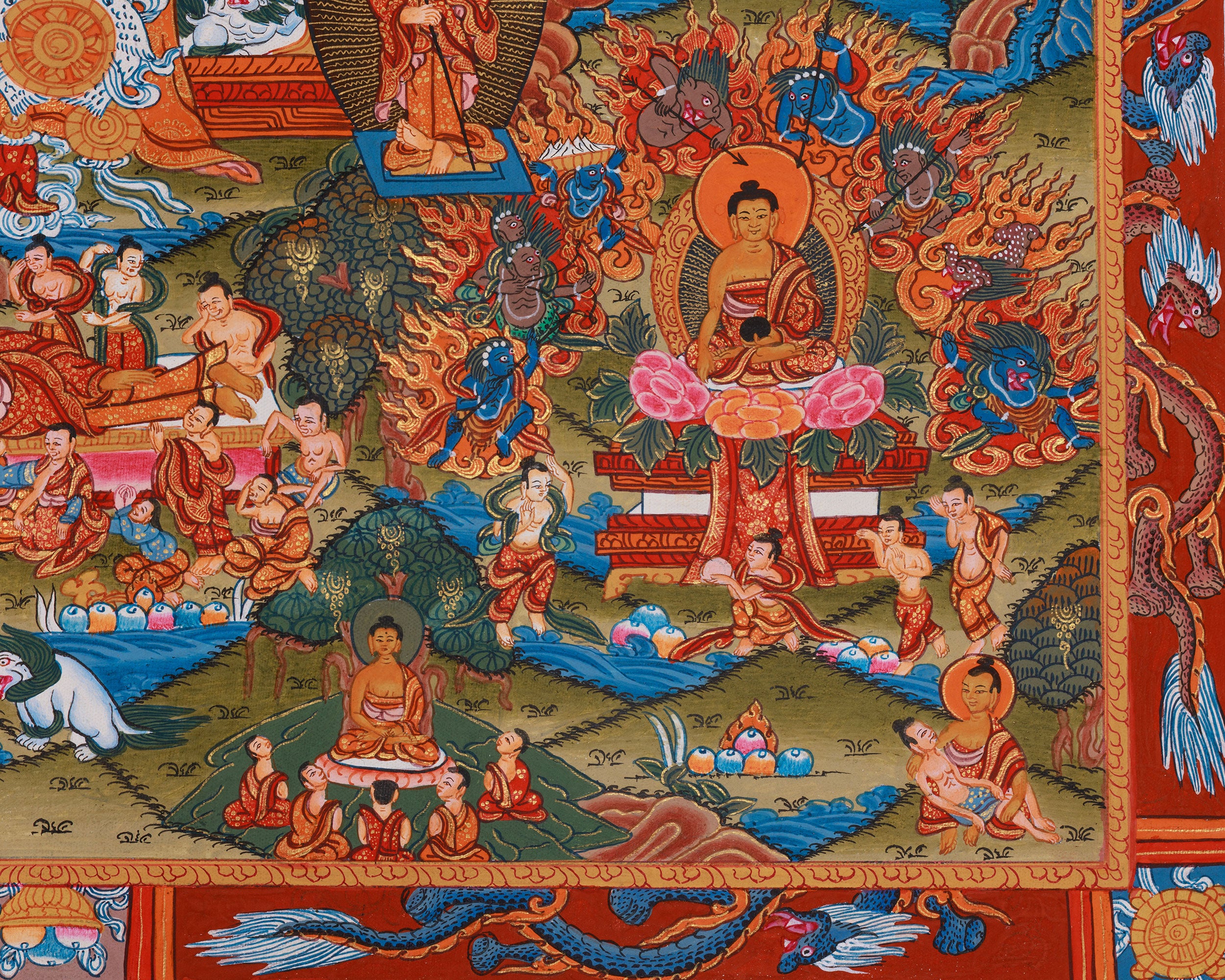 Exquisite Buddha's Life Story Thangka | A Meditative Guide to Enlightenment