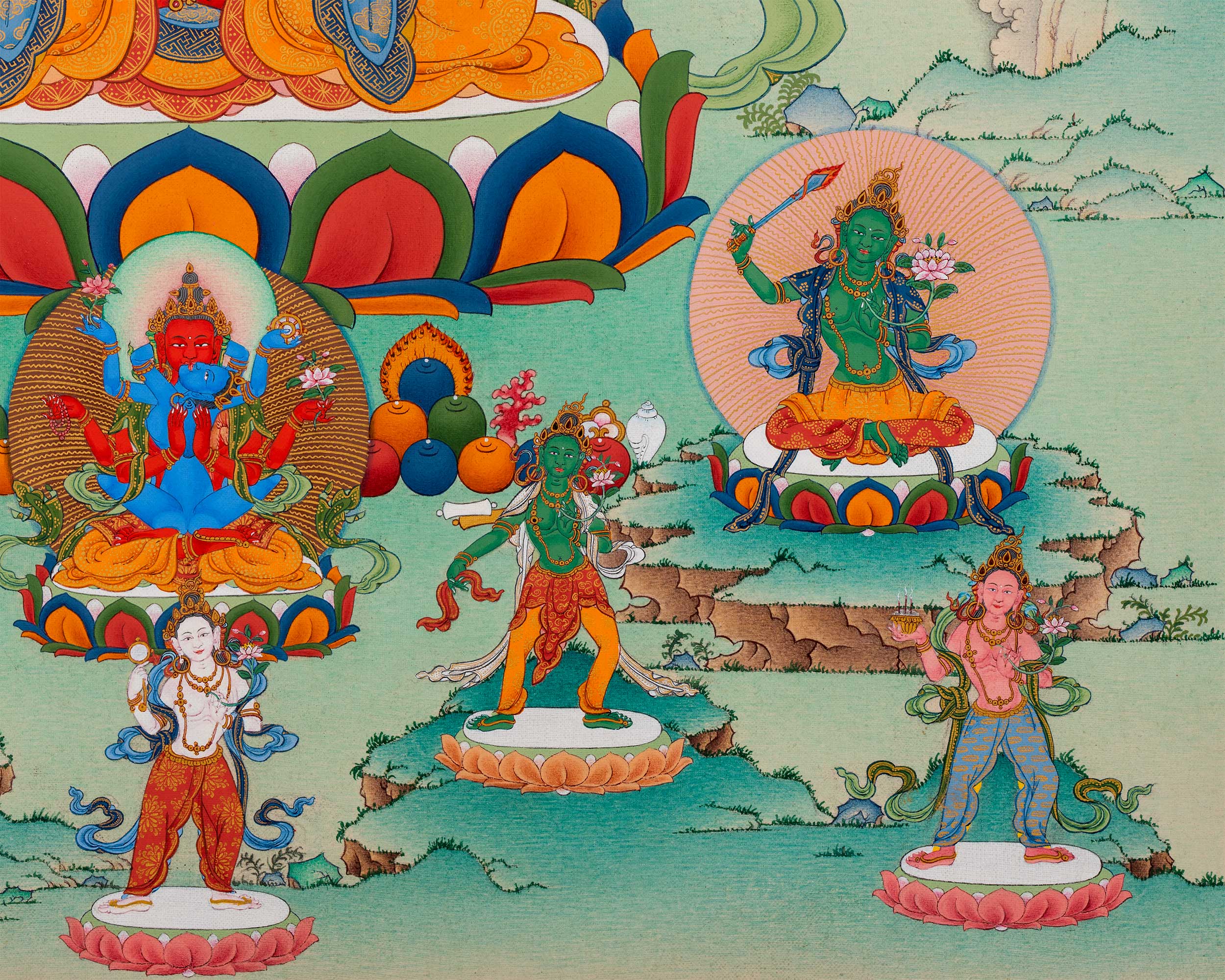 Gyalwa Gyasto Mandala Thangka Print | Chenresig with Vajravarahi Painting
