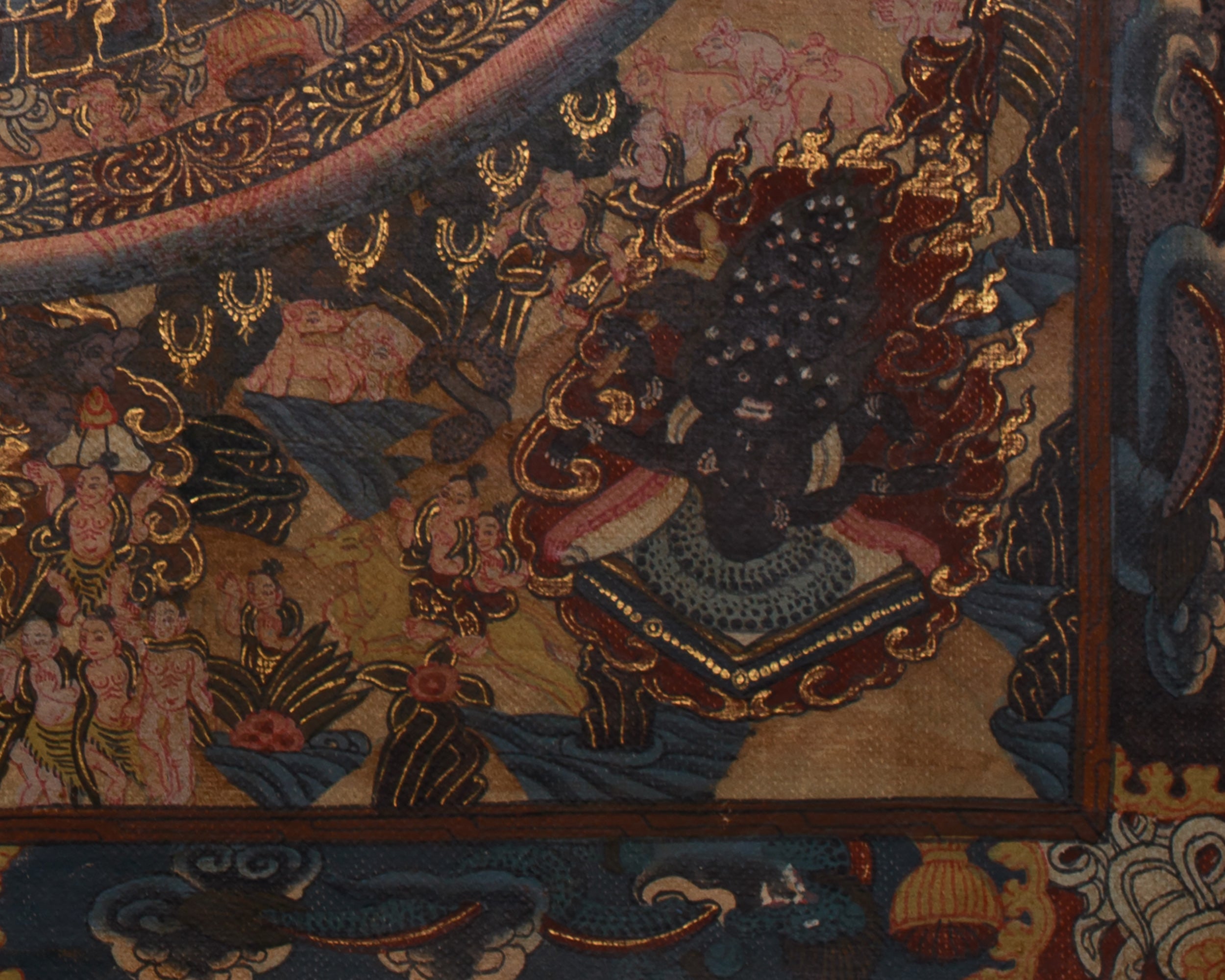 The Vintage Buddha Mandala Thangka | Celestial Buddha & Four Mandalas