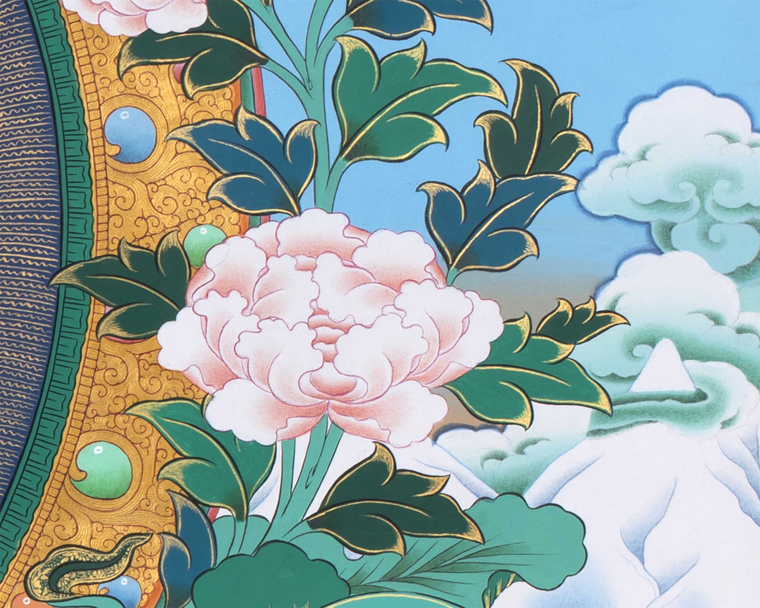 Chenrezig Thangka Print For Spiritual Awakening | Divine Avalokiteshvara Print | Exquisite Wall Hanging Art