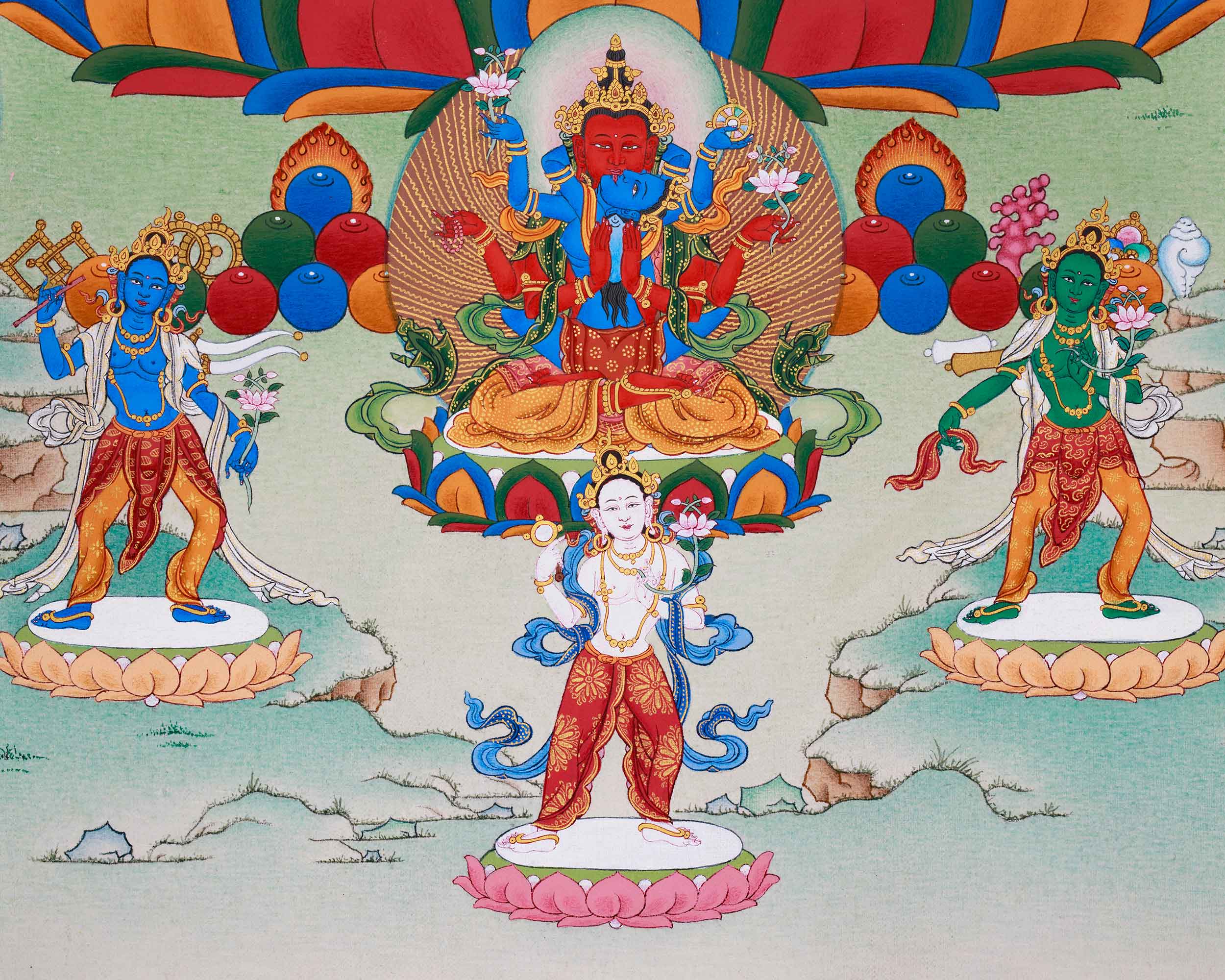 Tibetan Red Chenrezig Print | Gyalwa Gyatso | The Bodhisattva of Compassion