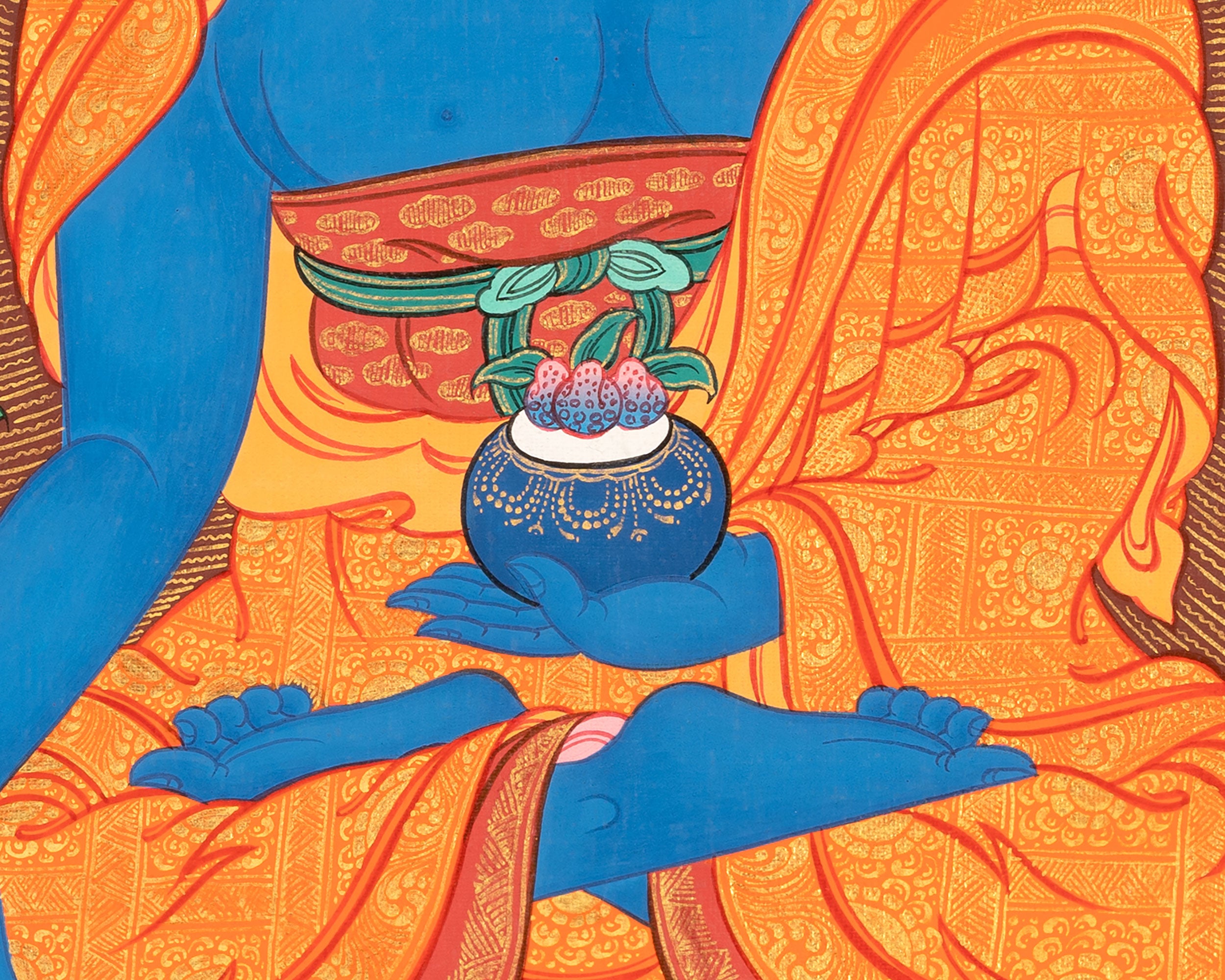 Blue Bhaisajyaguru Thangka | A Symbol of Compassion and Healing
