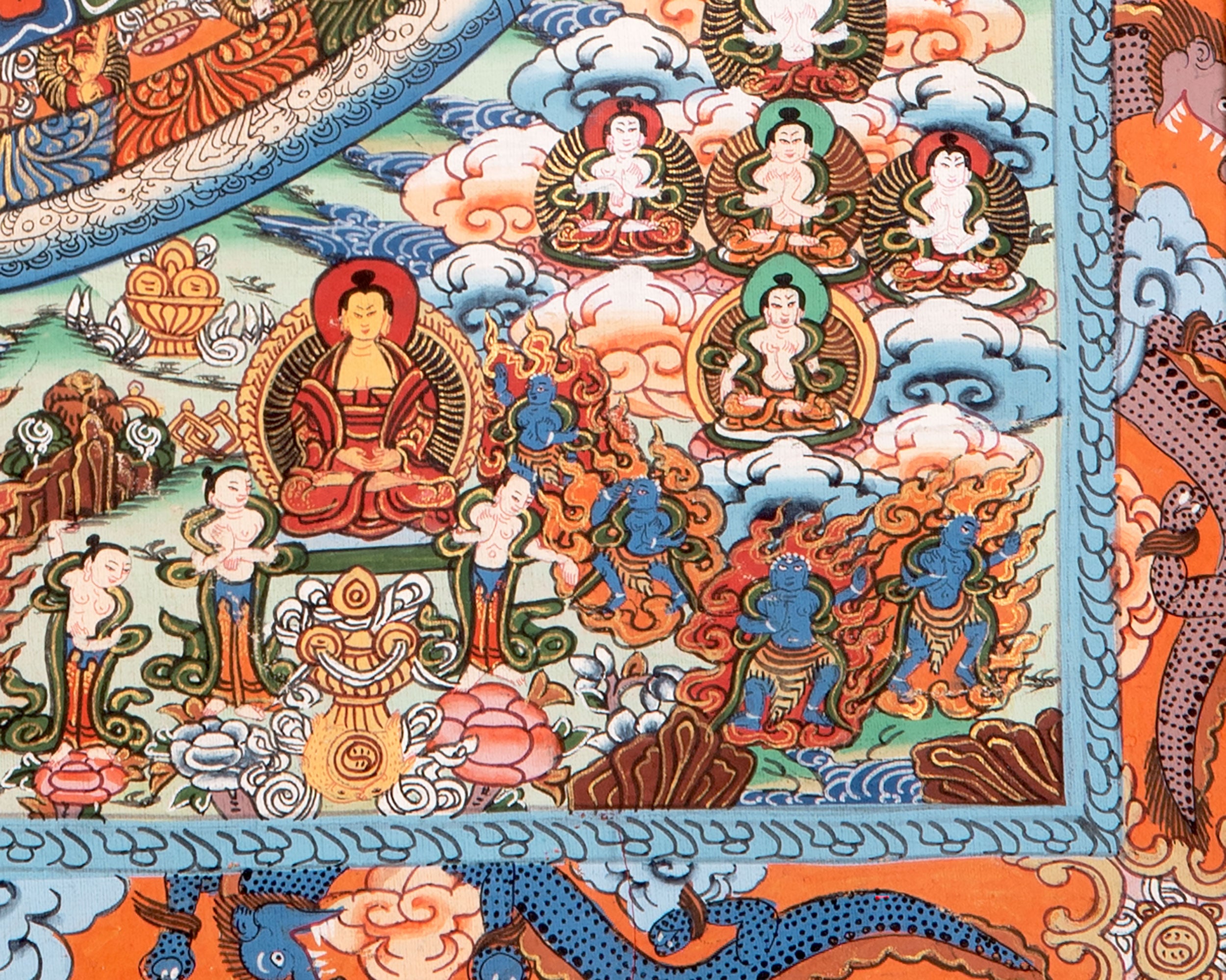 Heruka Mandala Thanka With Brocade | Wall Decor Painting