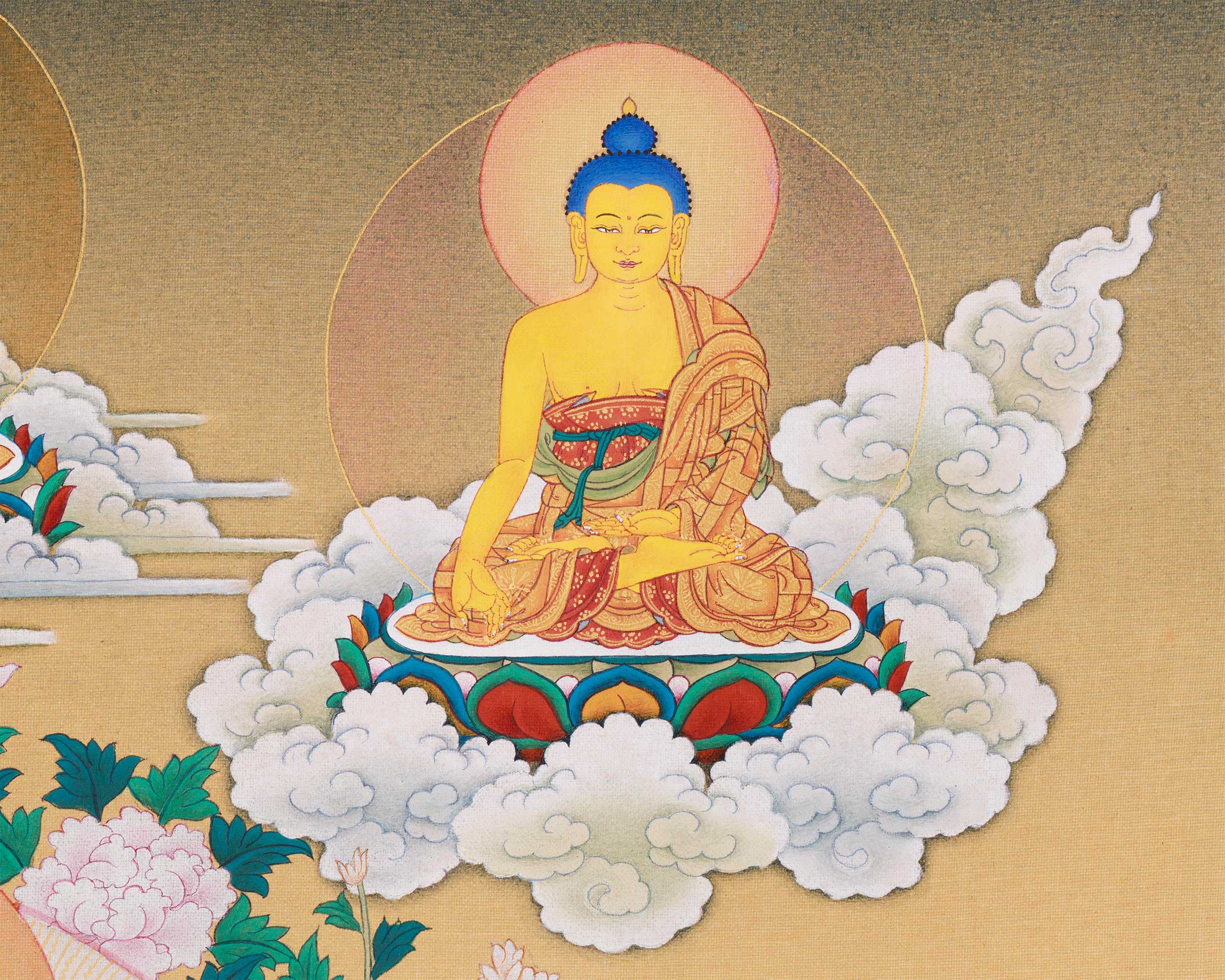 Exquisite 8 Medicine Buddha Thangka | Healing Deities Artwork with Gold & Natural Colors