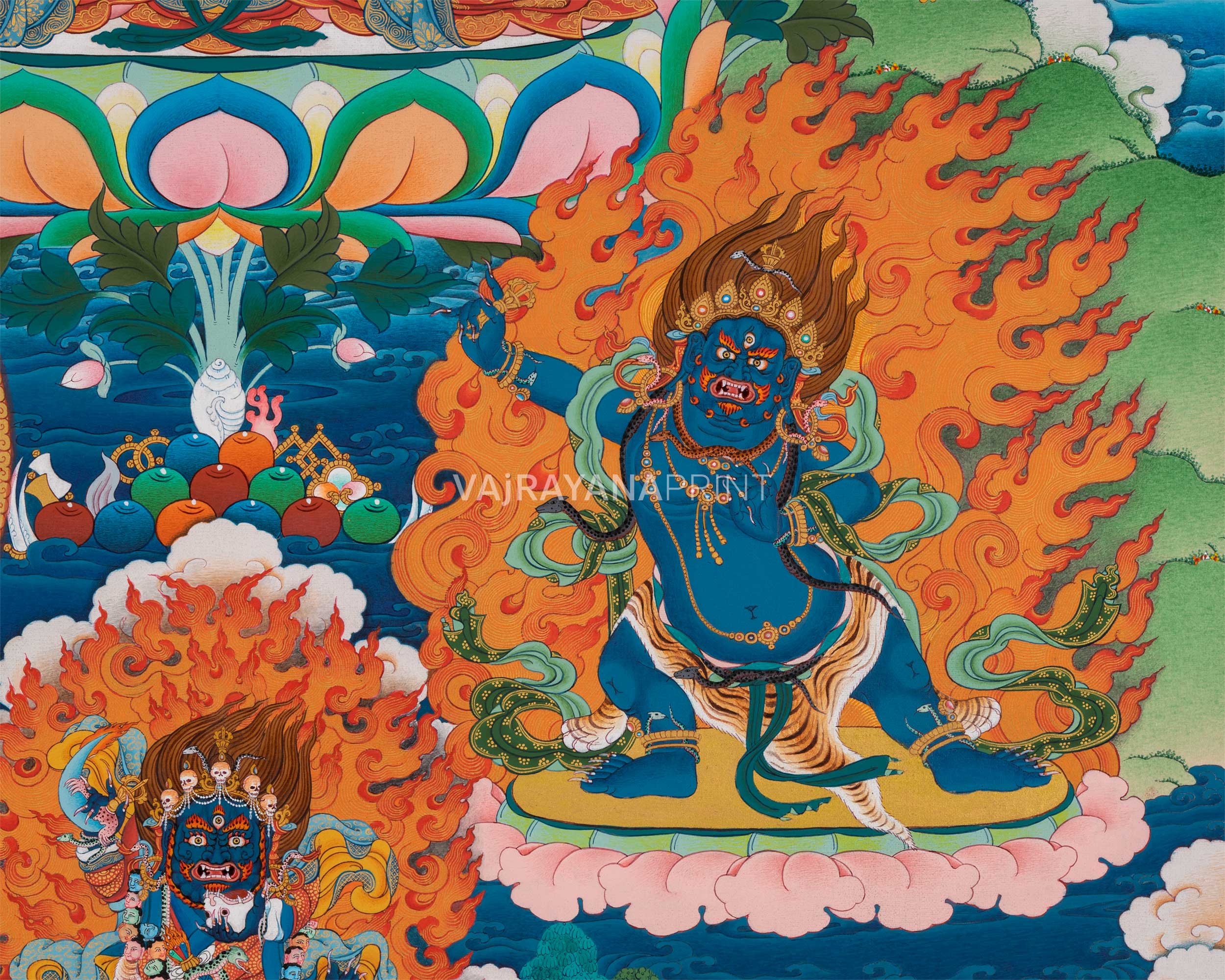 Chenresig, Manjushri Vajrapani Print | Kagyu Thangka Print