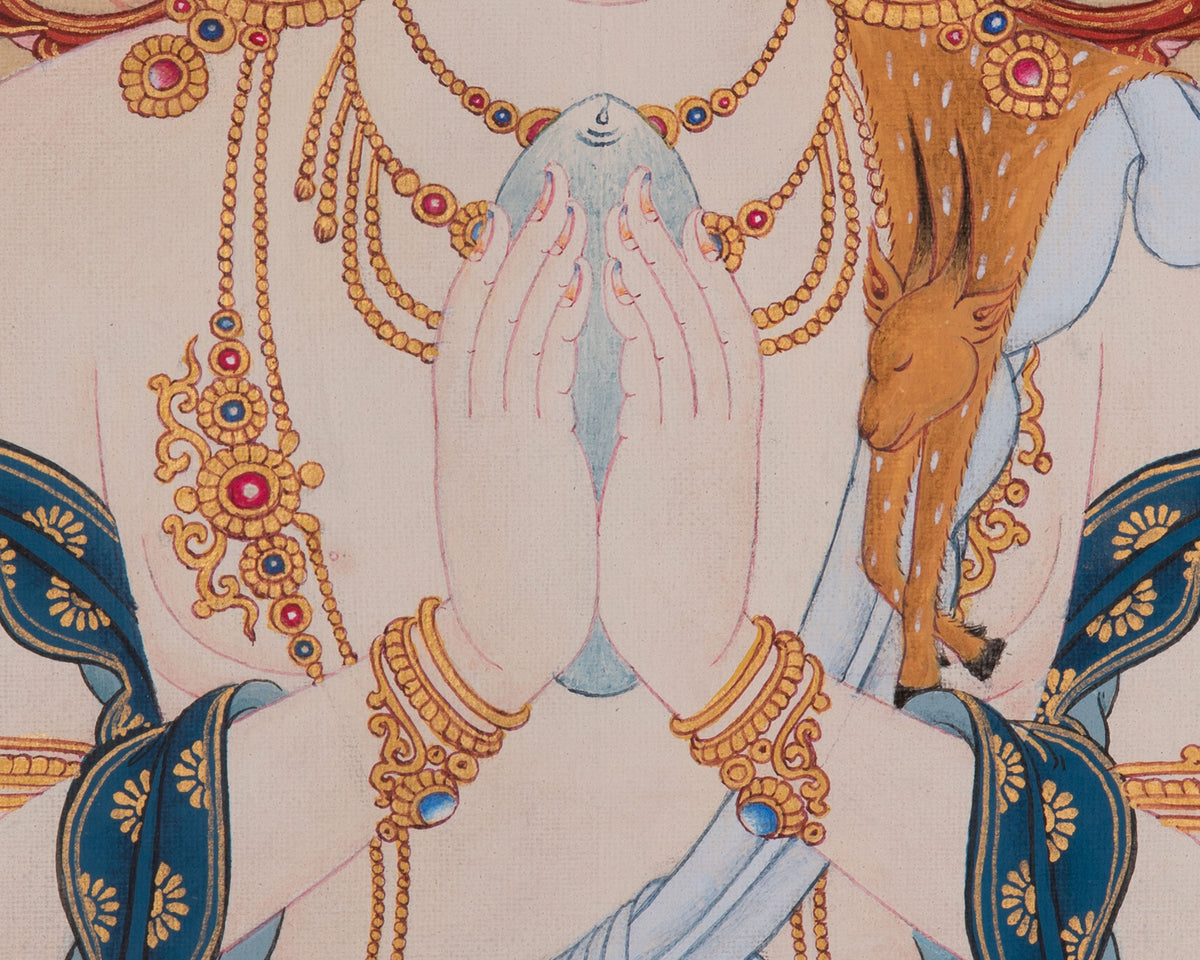 Chenrezig Thangka Painting | Sacred Tibetan Art of Infinite Compassion
