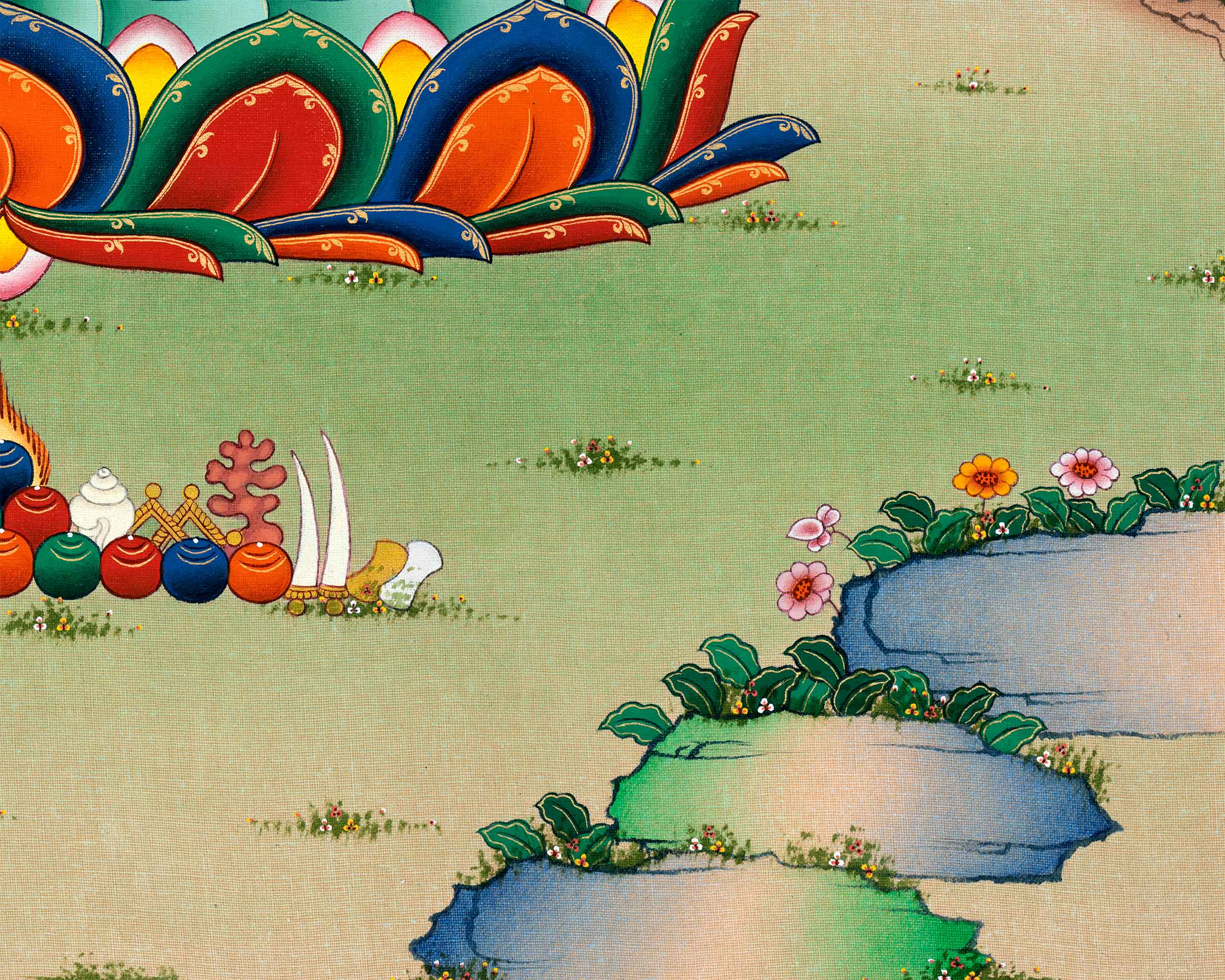 Thangka Artistry of Vairocana Buddha | Thangka Print of Universal Harmony