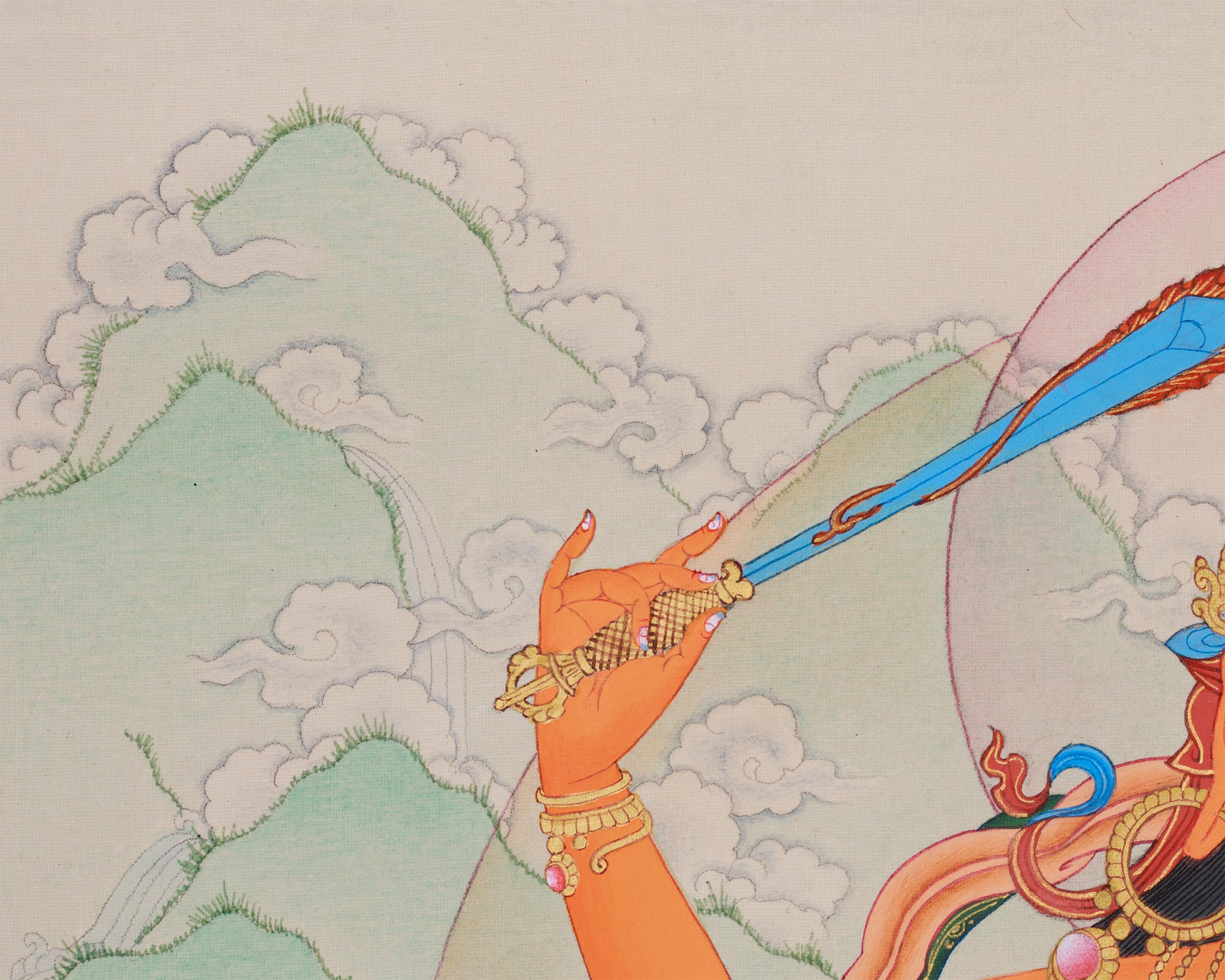 Handmade Manjushri Artwork | Bodhisattva of Wisdom Who Cuts Through Ignorance