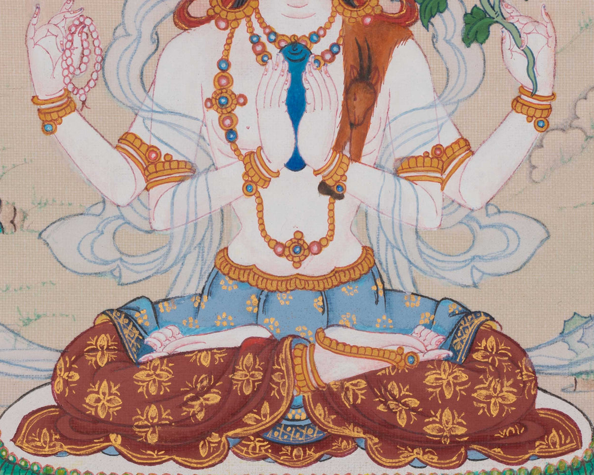 Chenrezig Tibetan Buddhist Thangka | Embodiment Of Universal Compassion