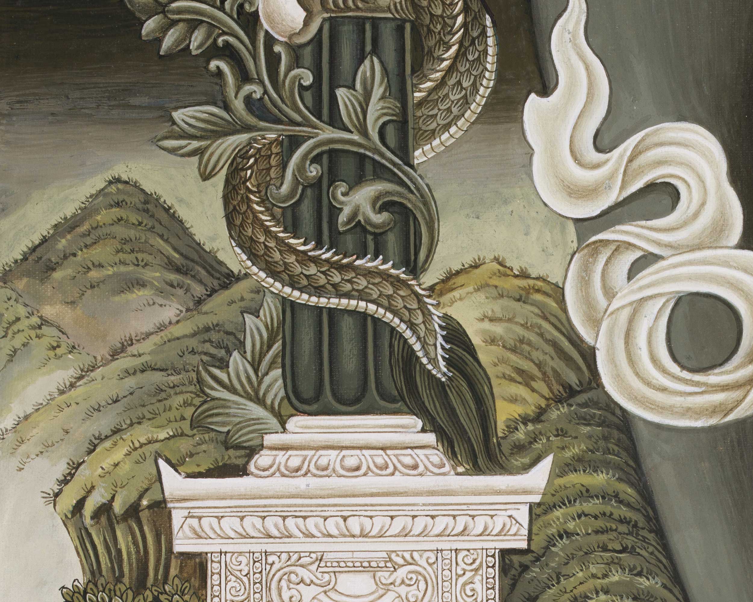 Bodhisattva of Wisdom Manjushri Thangka | A Monochrome Paubha Style Painting