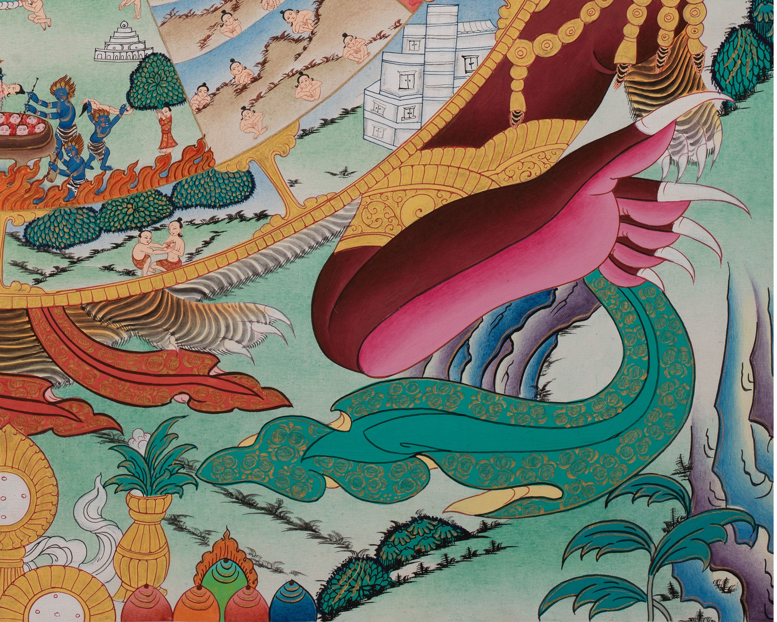 Sacred Wheel of Life Thangka | Tibetan Bhavachakra Painting