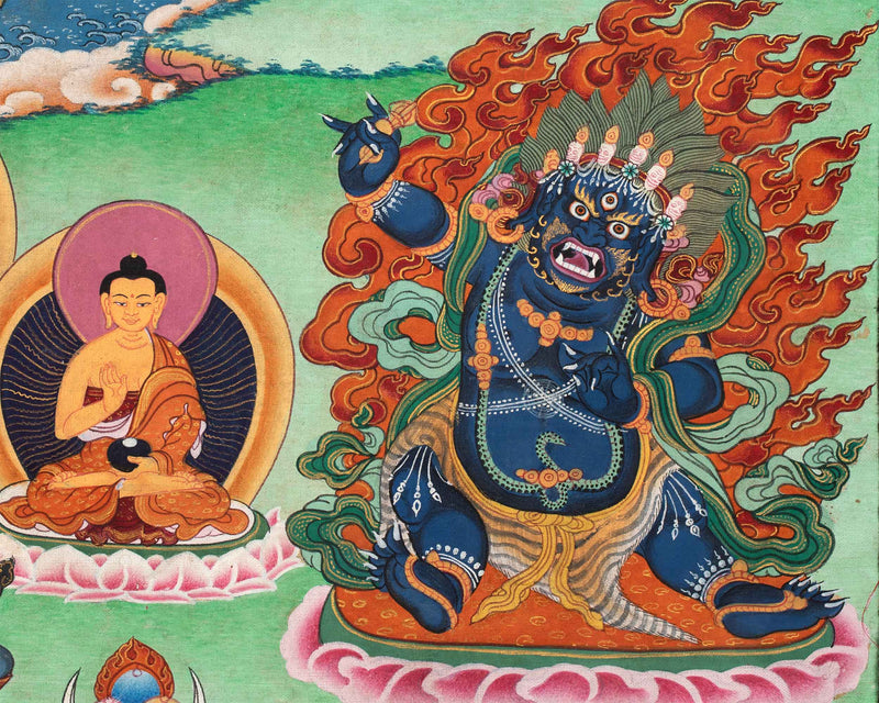 High-Quality Avalokiteshvara Mantra Practice Thangka Print | Chenrezig The Principle Patron Deity Of Tibet Wall Hanging