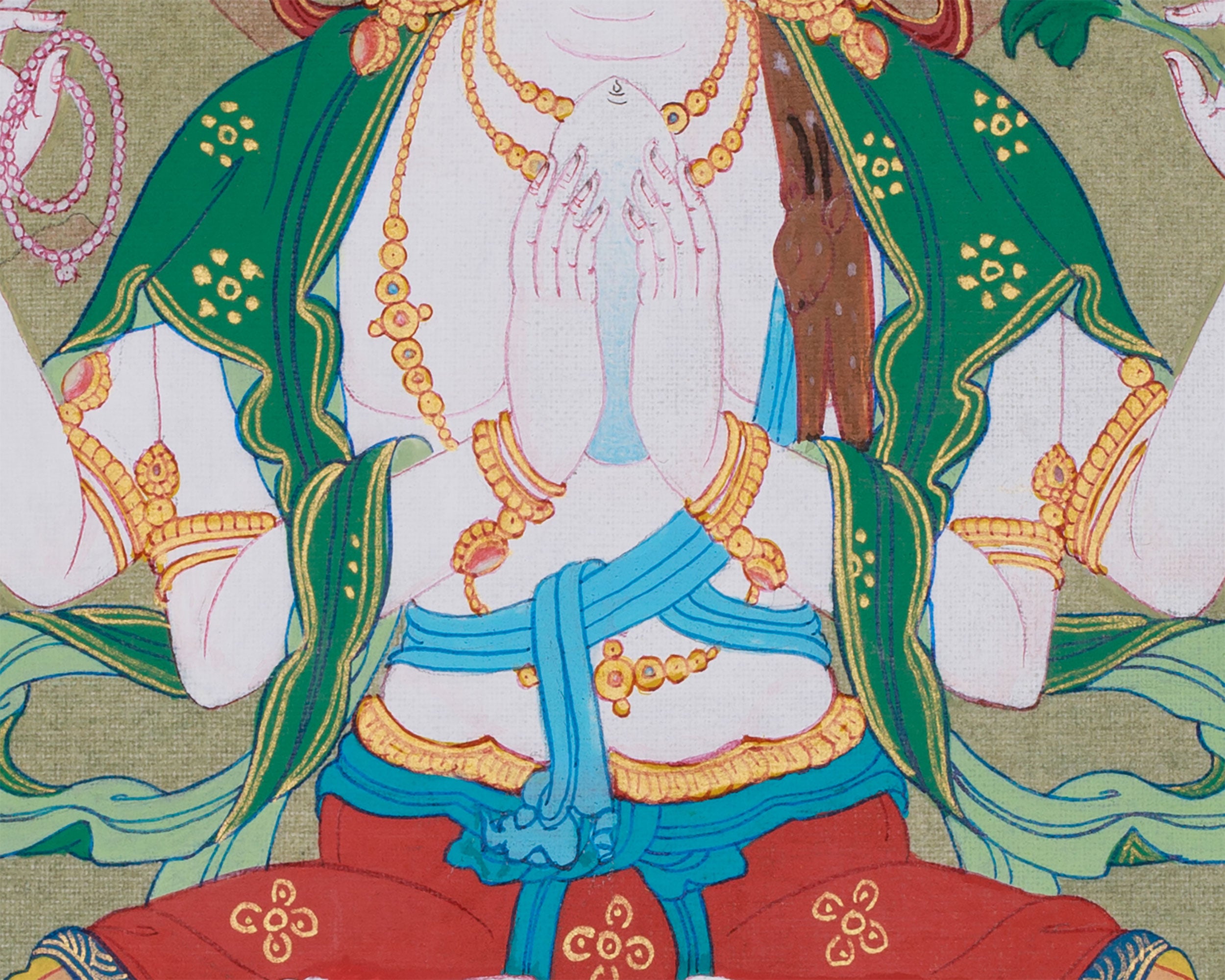 12 Inch Chenrezig Buddha Thangka | Embodiment of Infinite Compassion