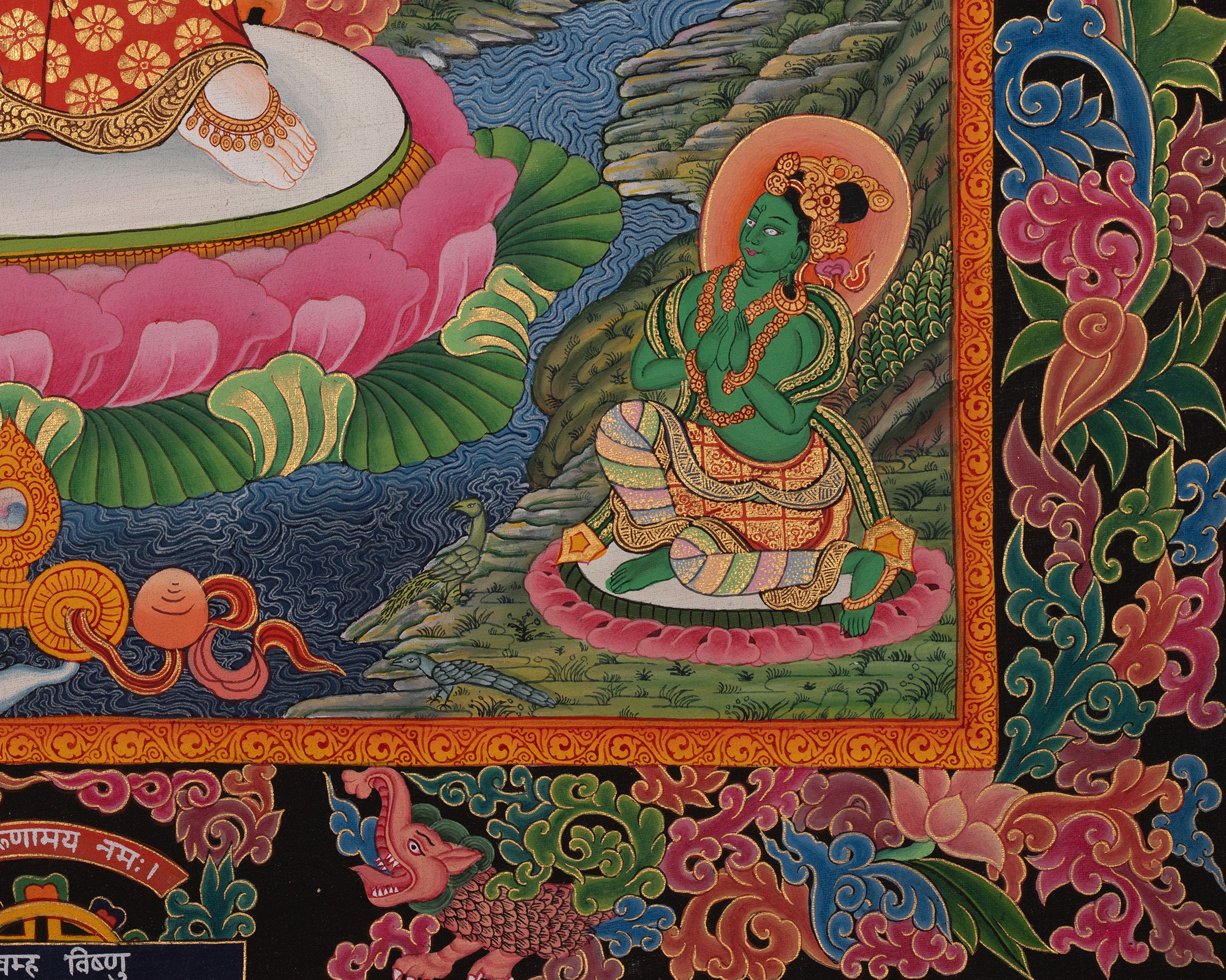 Newari Padmapani Lokeshvara | Rare Genuine Hand Painted Paubha Art