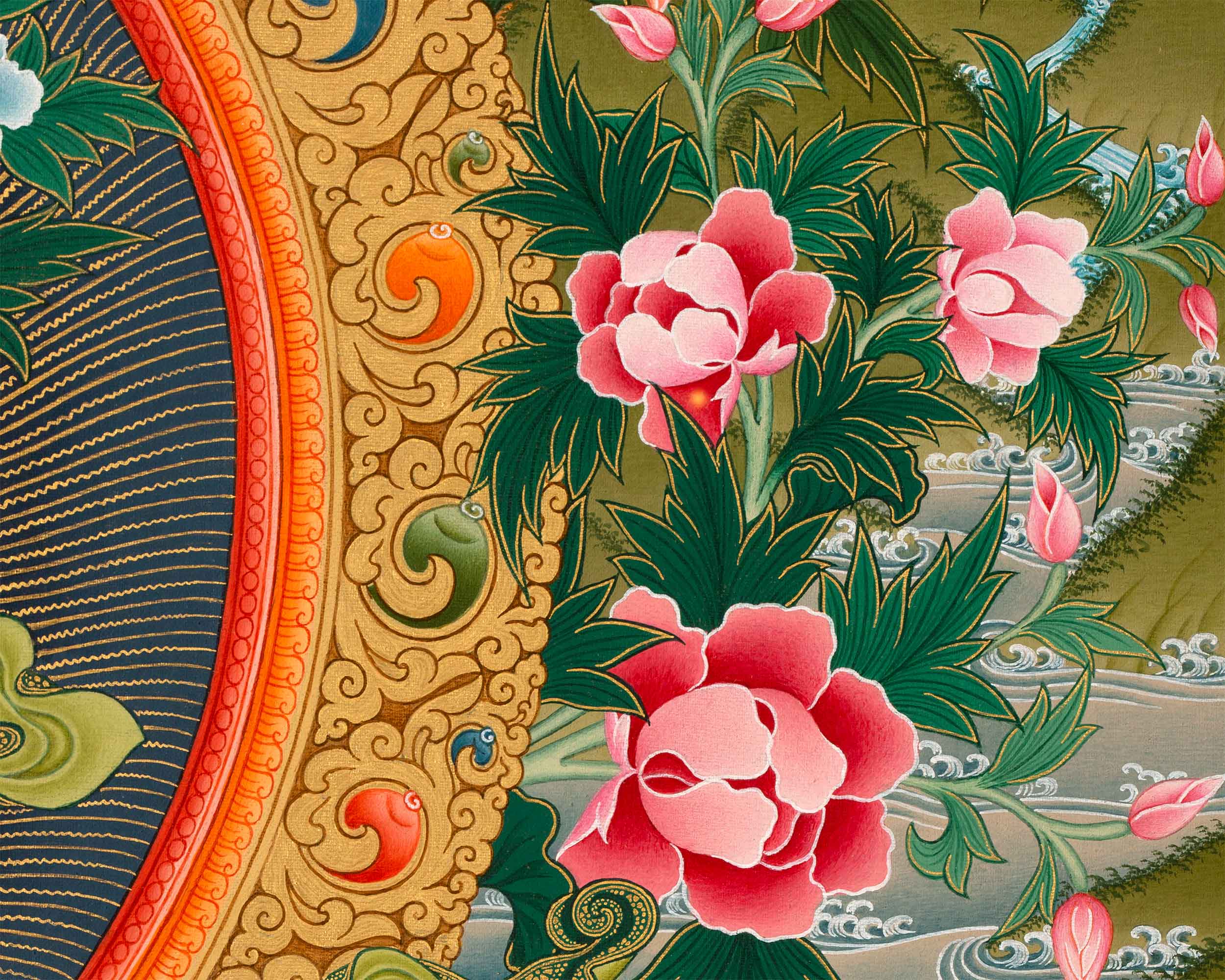 Manjusri Bodhisattva Paubha Print For Spiritual Room Decoration | Manjushri The Bodhisattva Of Wisdom