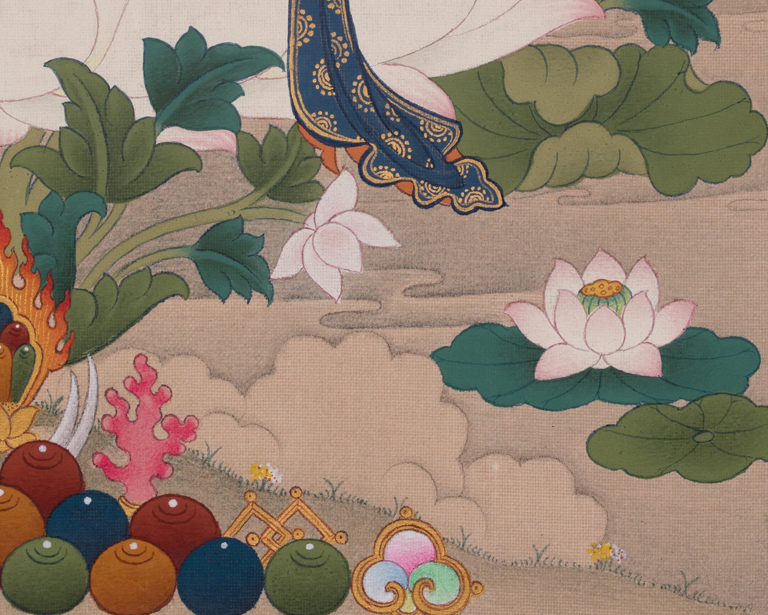 White Tara Divine Artwork | Longevity Deity | Seven Eyed Goddess | Sita Tara