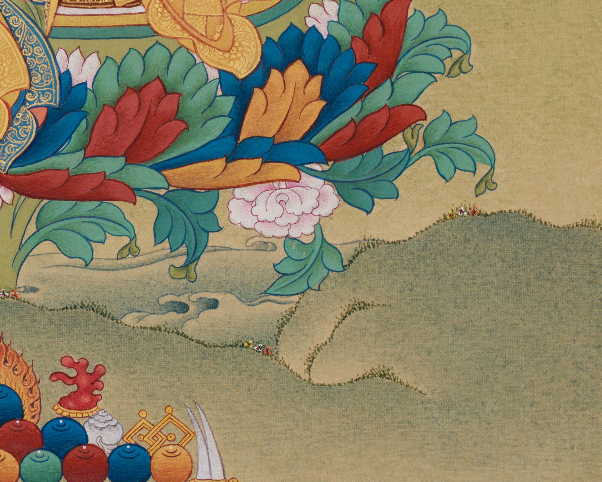 Guru Rinpoche With Amitabha Thangka | Spiritual Mastery and Wisdom