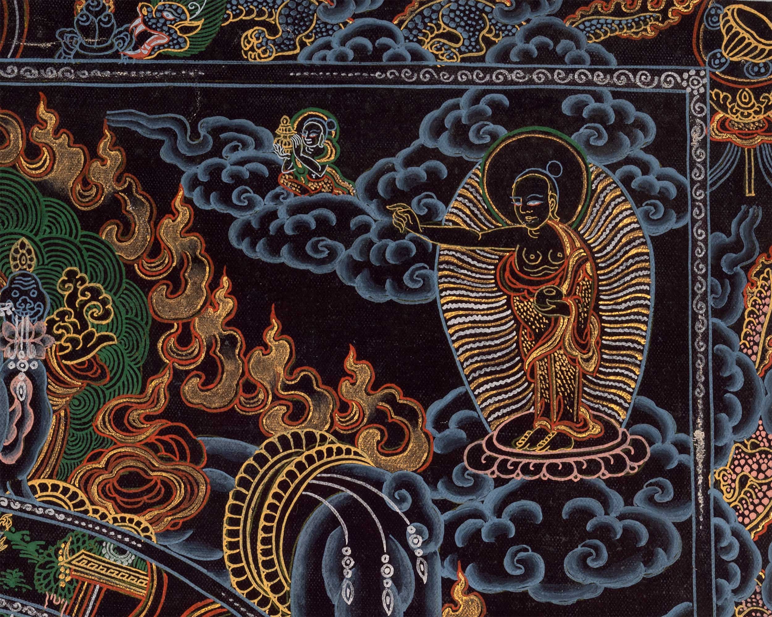 21 Inches Bhavachakra Thangka | Intricate Hand-Painted Wheel of Life Artwork