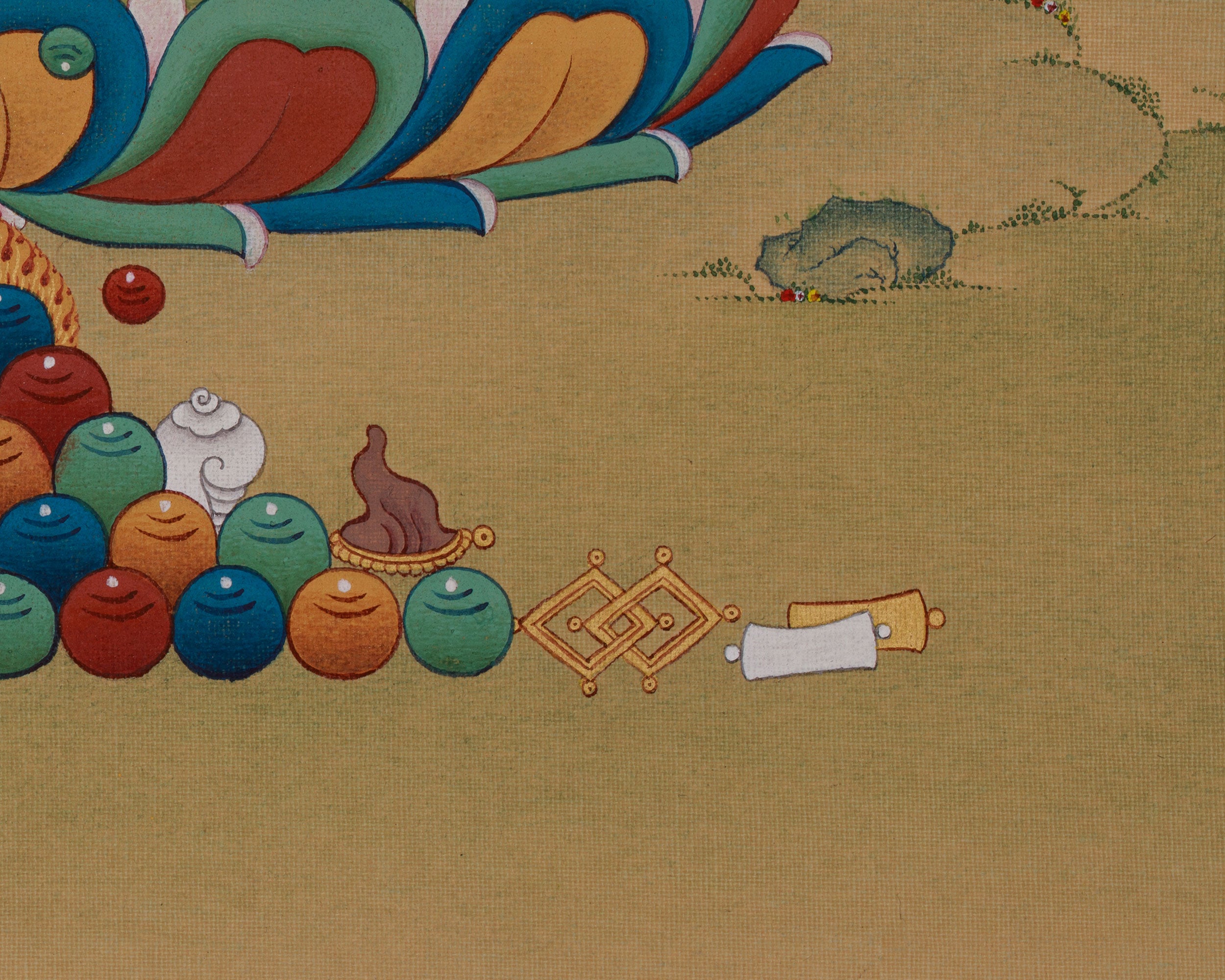 Tibetan Dzambhala with Ratnasambhava Thangka | Prosperity Artwork