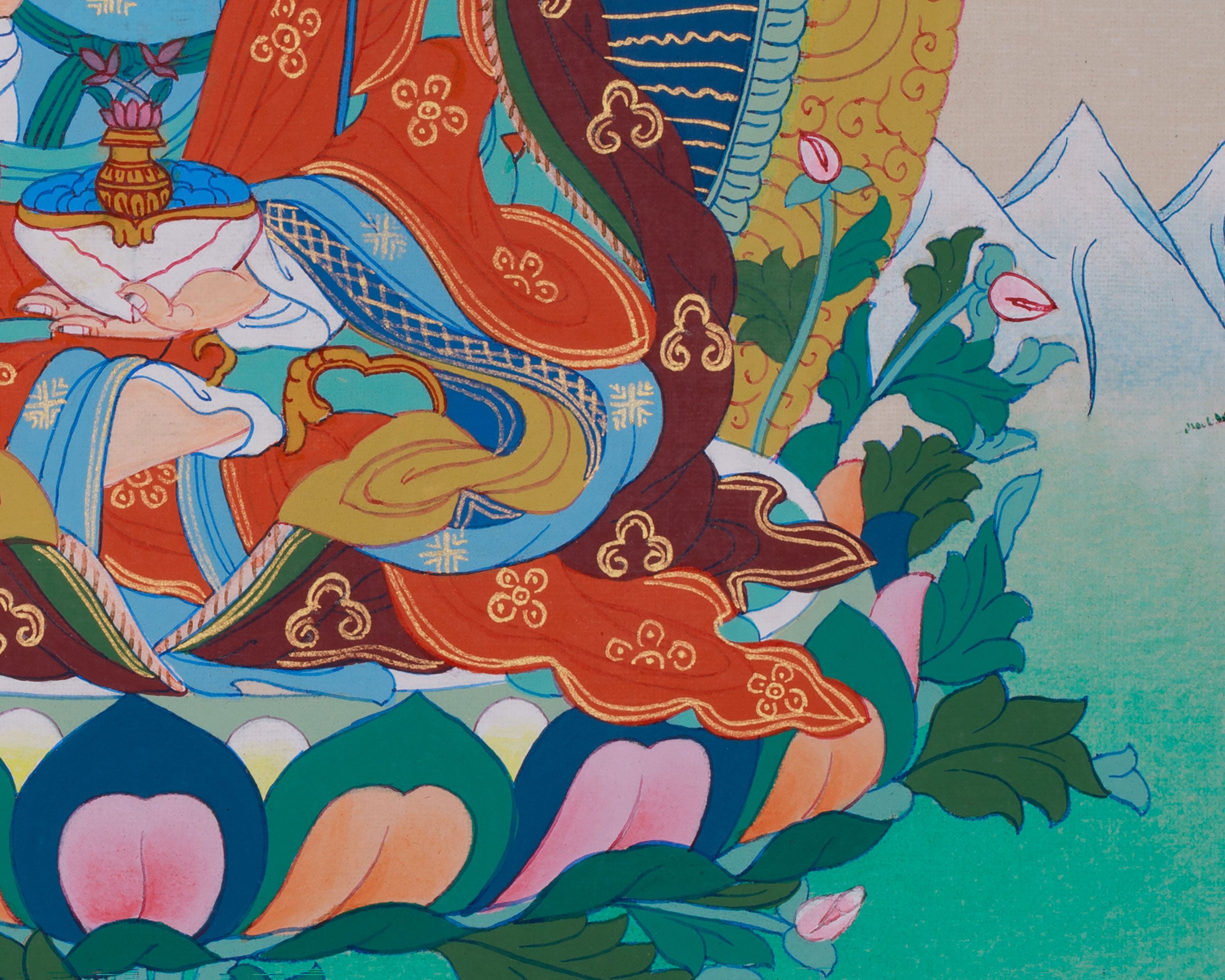 Precious Master Guru Rinpoche Thangka | Easing Royal Posture