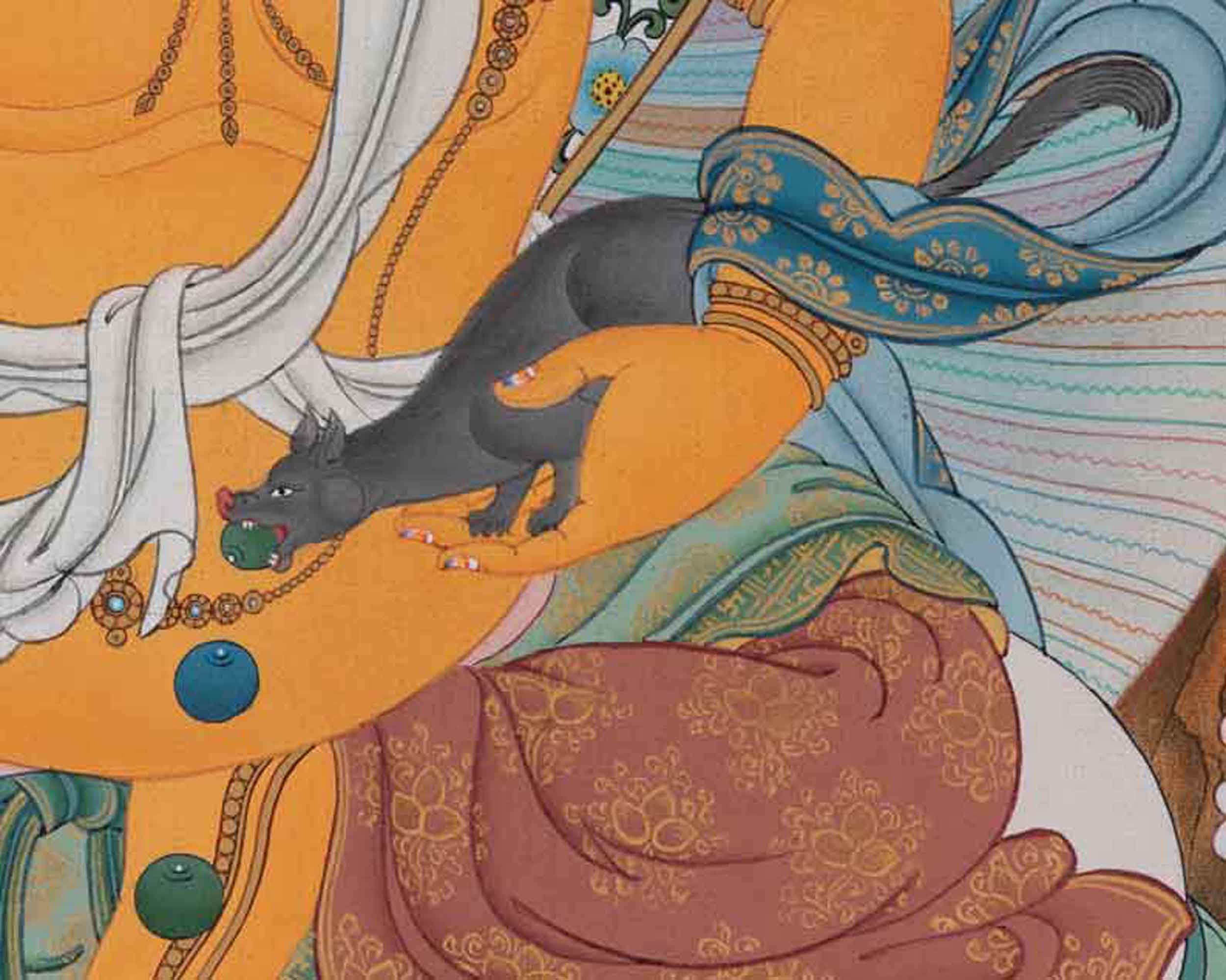 Dzambhala Thangka Art for Well Being | Himalayan Artwork for Decor