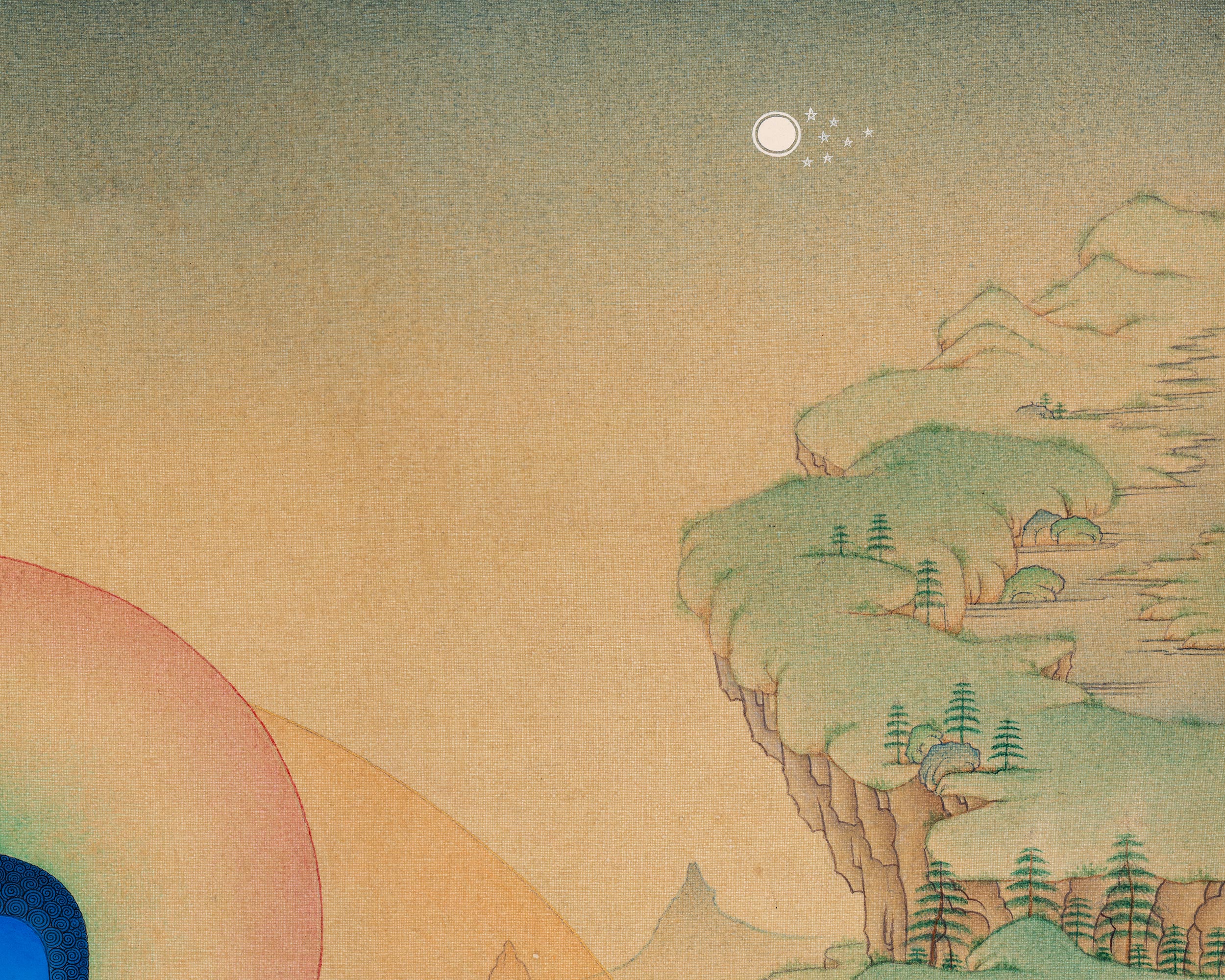 Radiant Medicine Buddha Thangka Print (18x23 inches)