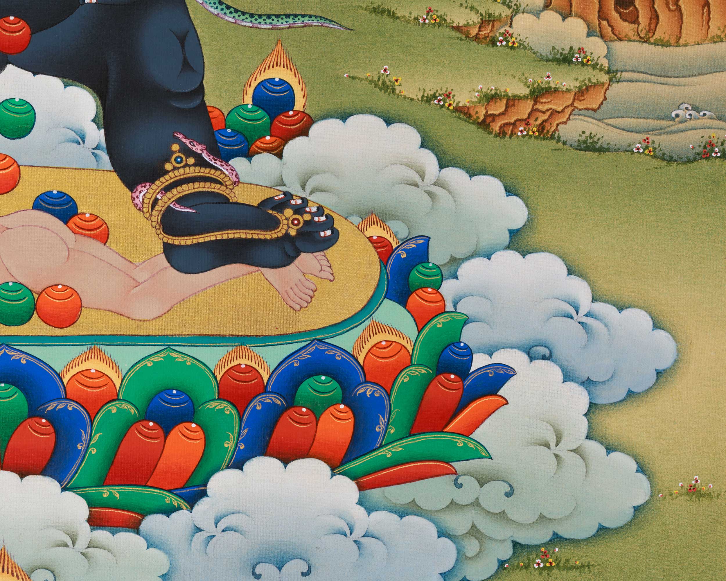 Traditional Black Dzambhala Canvas Print | High Quality Giclee Artwork | Wall Decoration