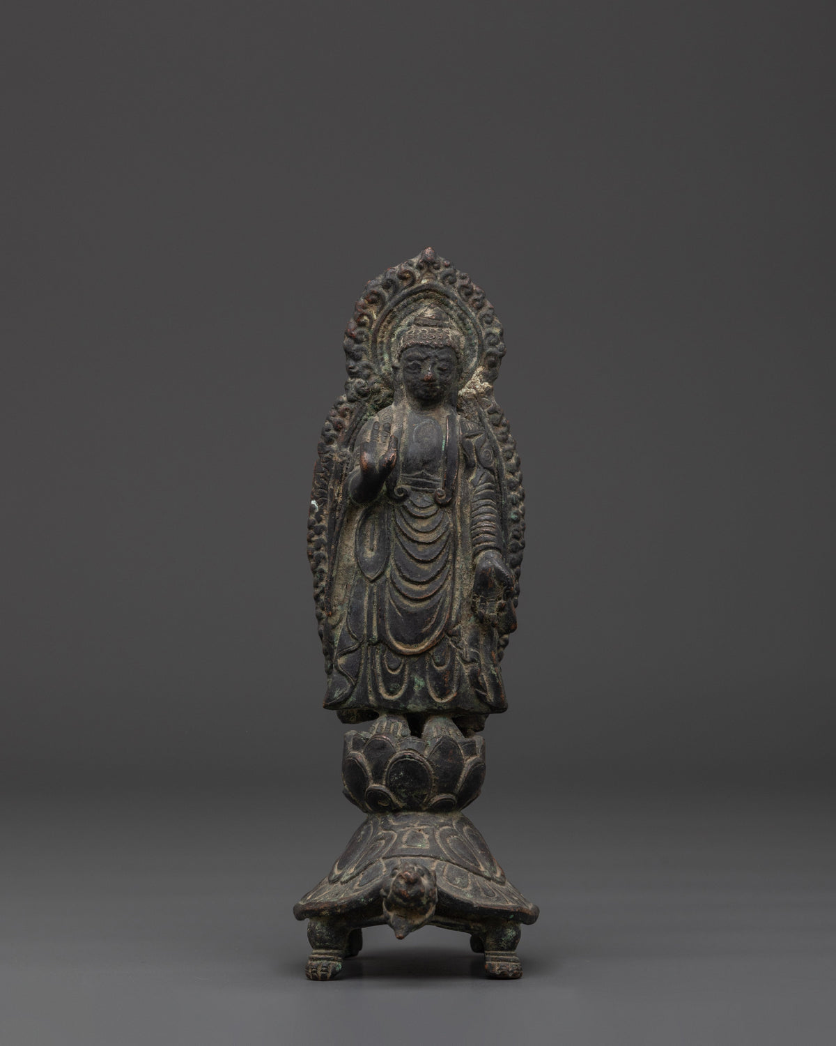Buddha on Turtle | Spiritual Copper Sculpture