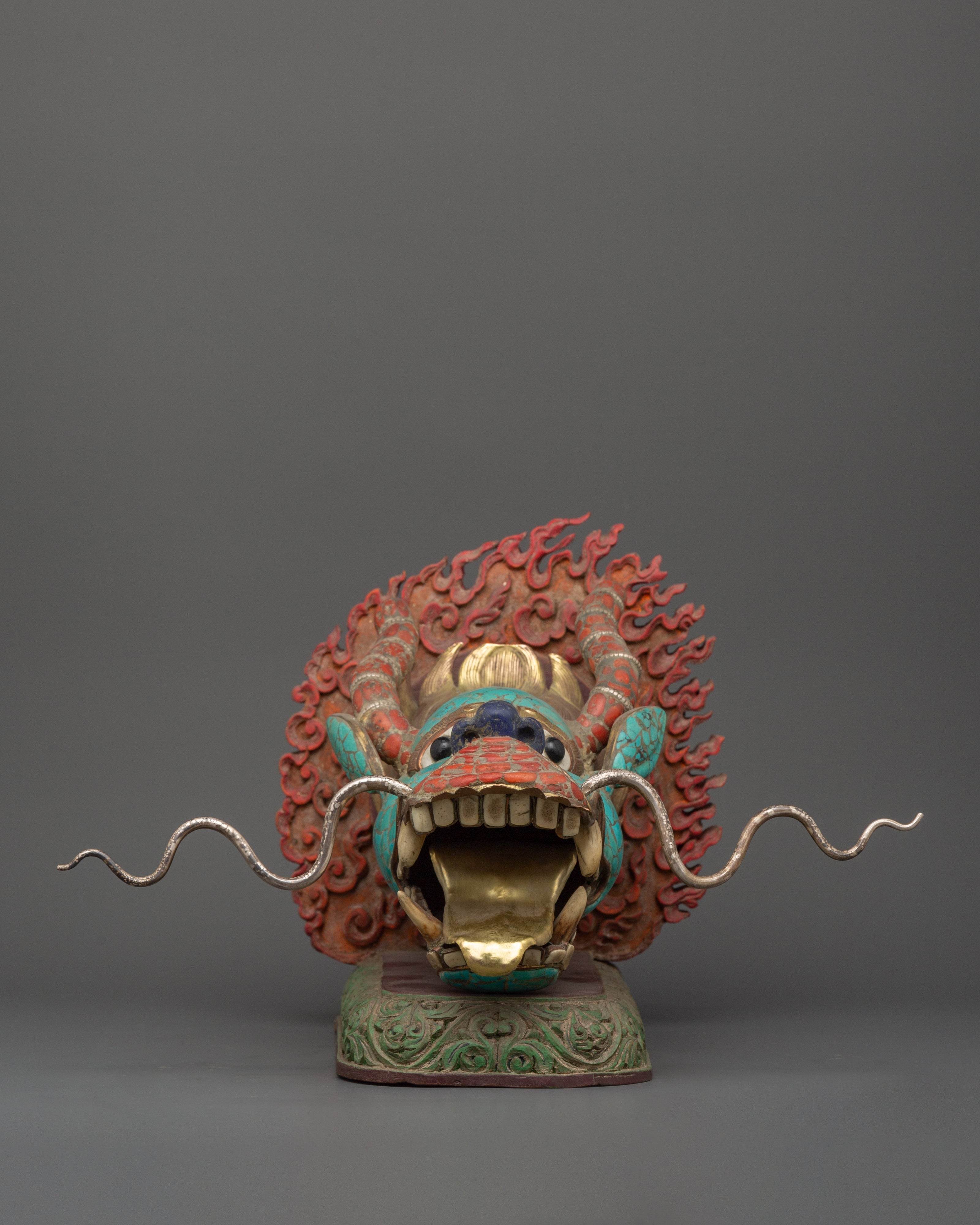 Tibetan Dragon Head Decor Sculpture