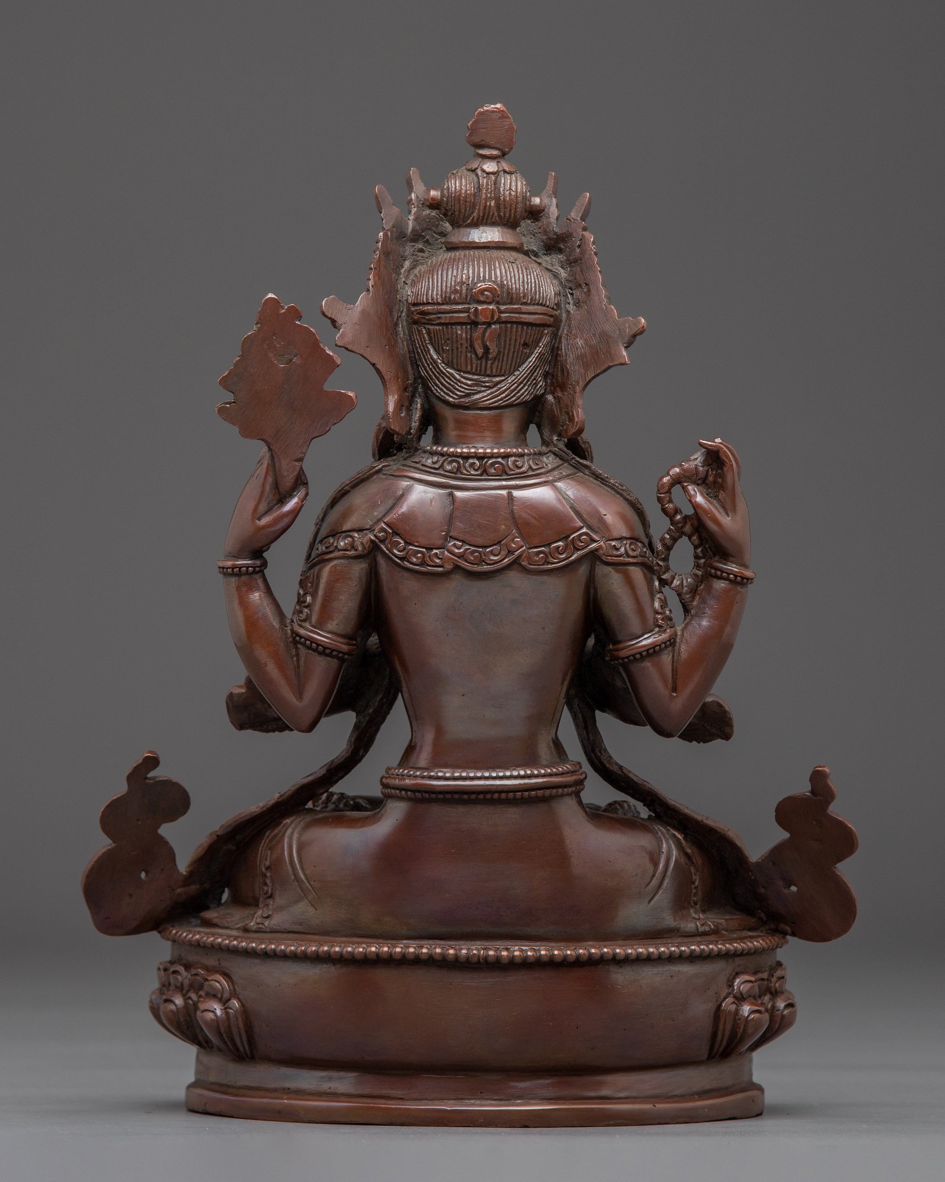 Chenrezig Oxidized Copper Artwork | Meditation and Spiritual Decor