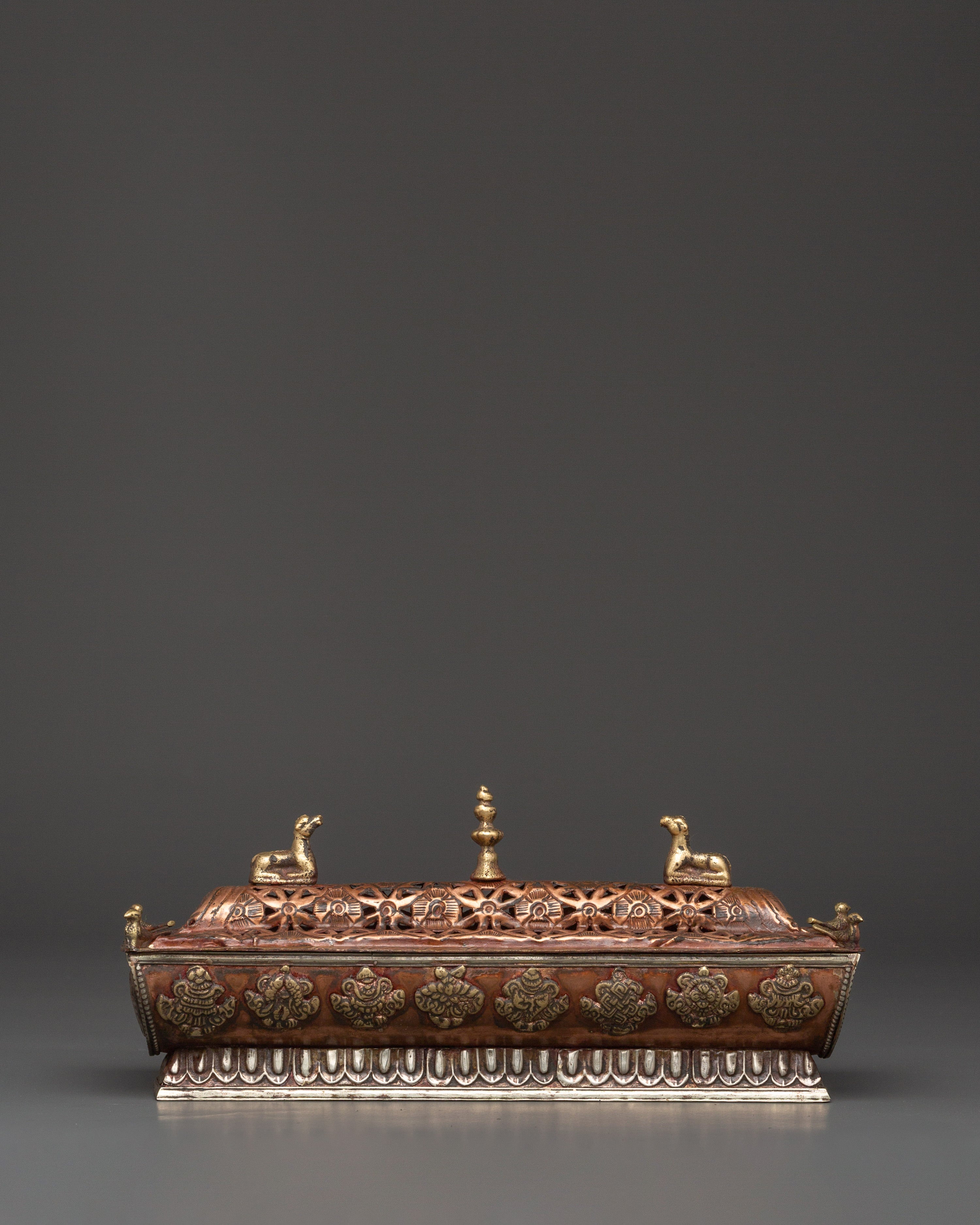 Tibetan Incense Burner with Auspicious Symbols