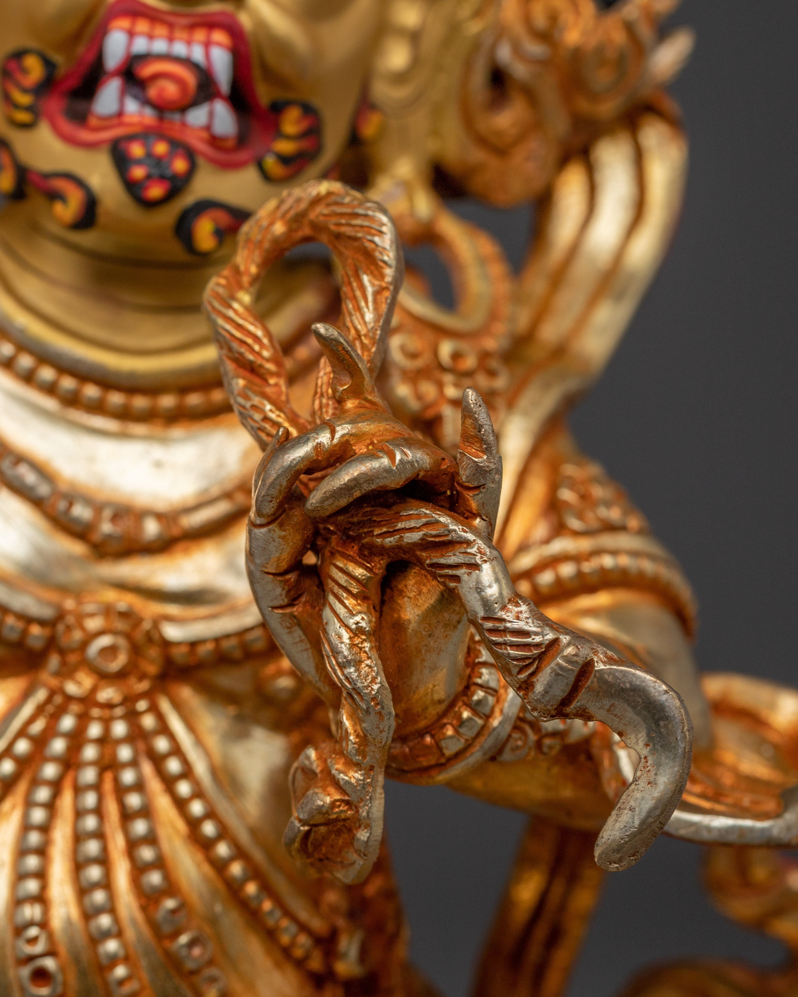 Handcrafted Vajrapani Electric Gold Statue | Powerful Buddhist Protector from Nepal