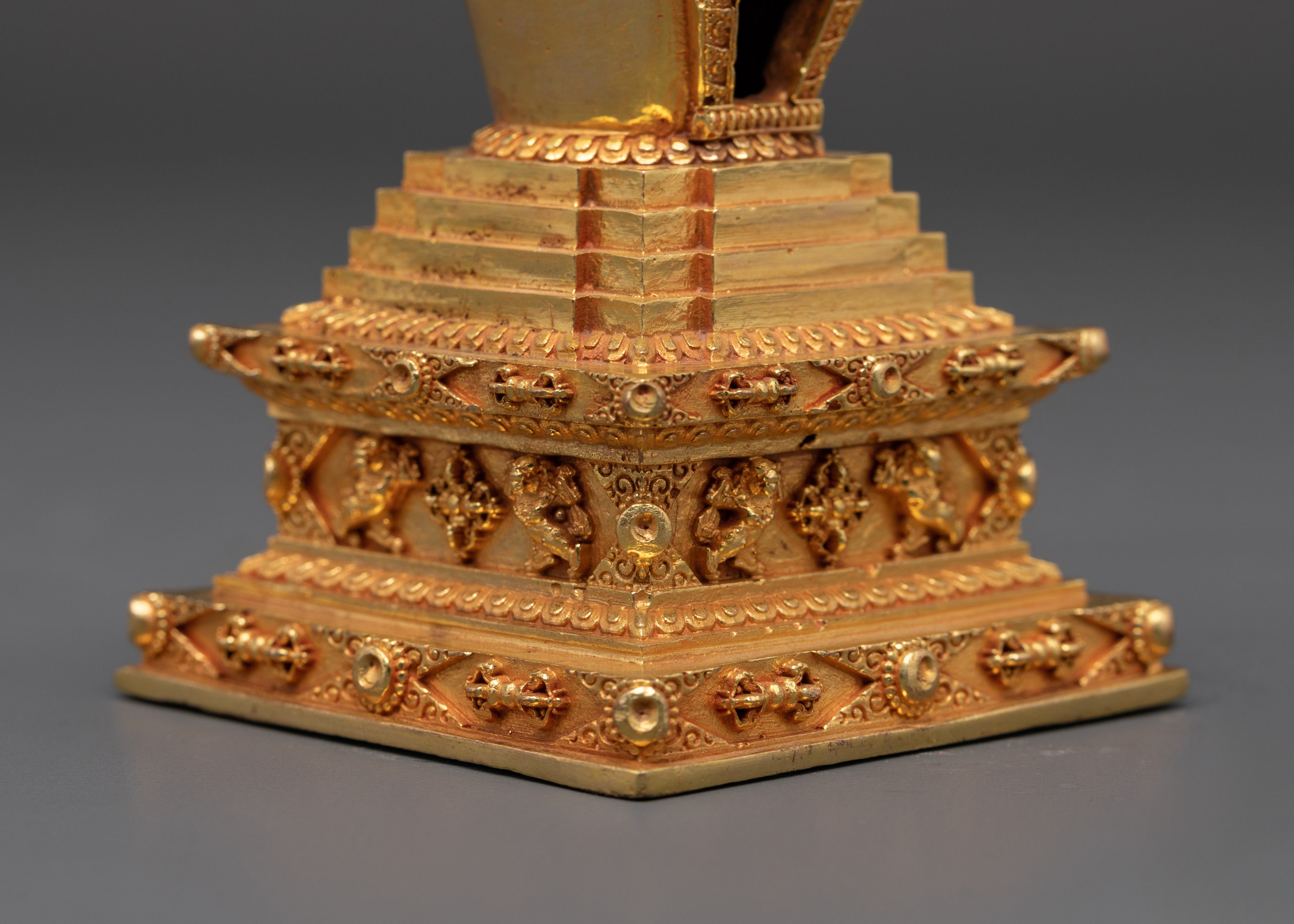 Tibetan Buddhist Ritual Shrine | Handcrafted Gold Plated Copper Altar Decoration