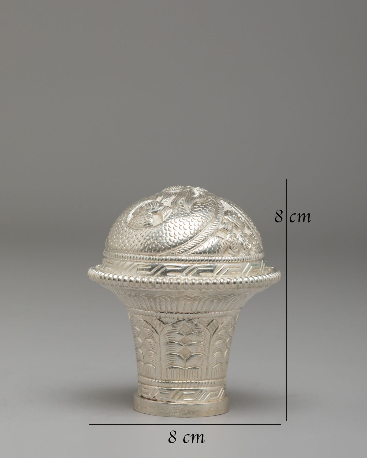 Silver Brocade Stick Cap | Sacred Silver Ritual Accessories