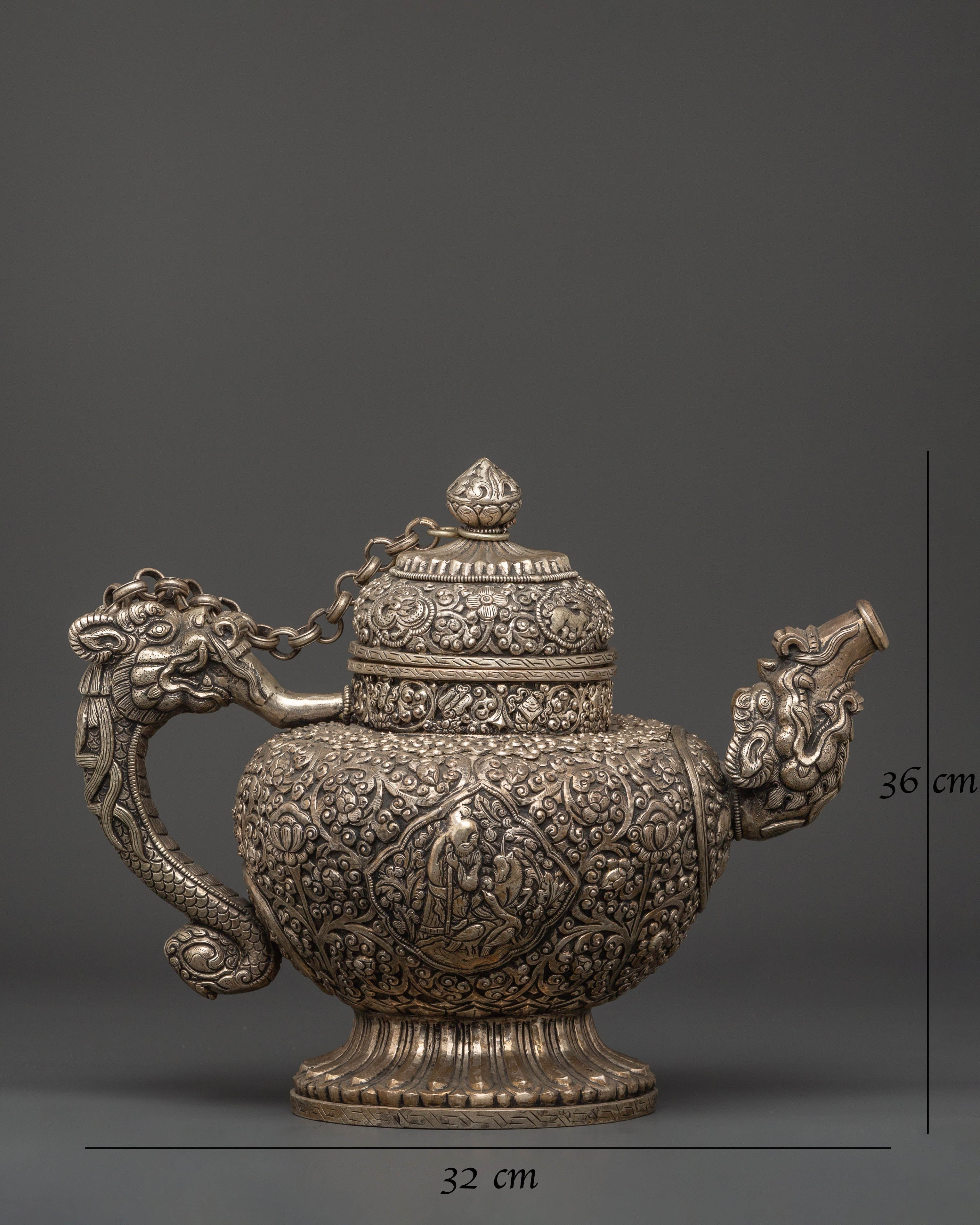 Tibetan Silver Plated Teapot | Spiritual Home Decor