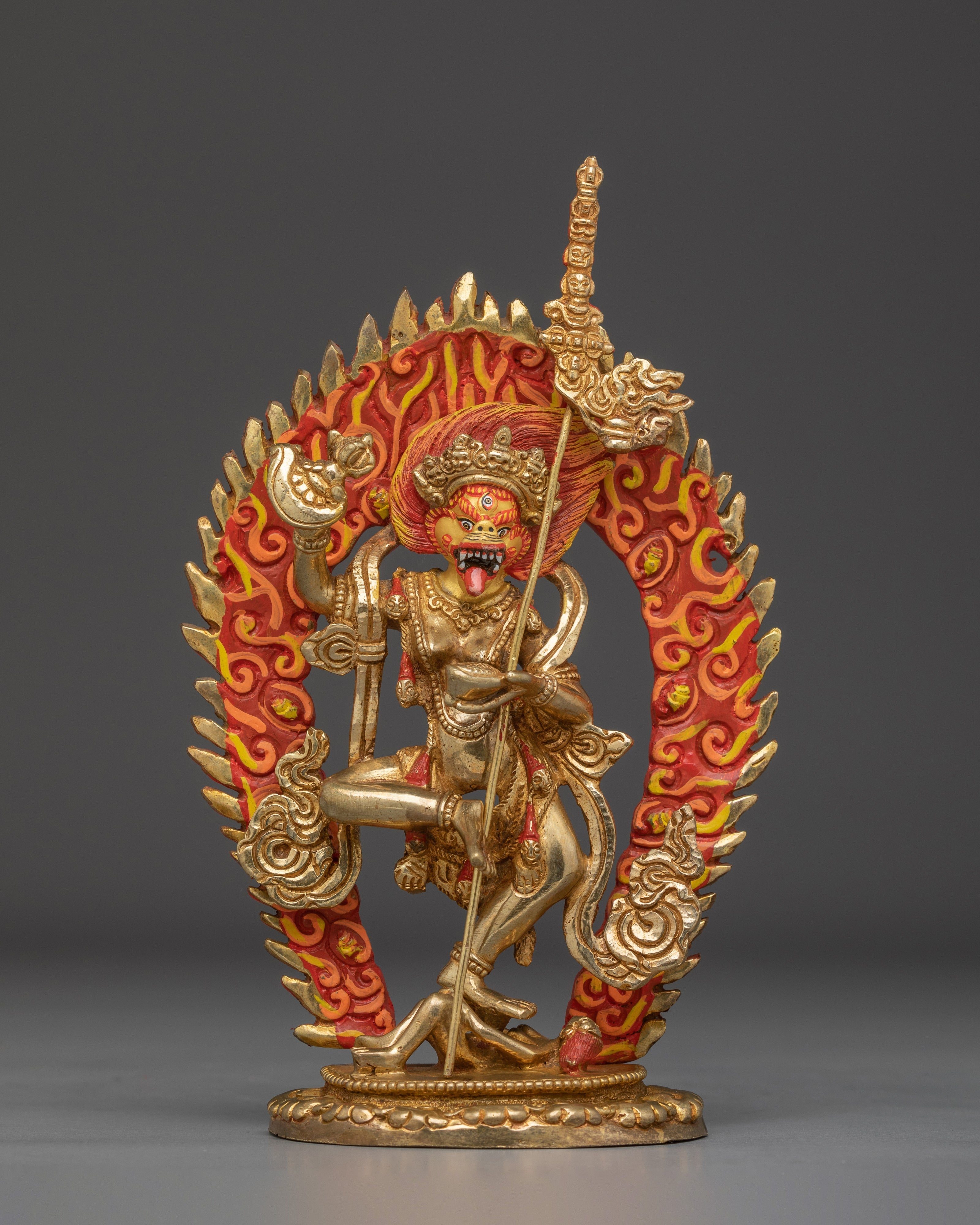 Simhamukha Gold Gilded Statue