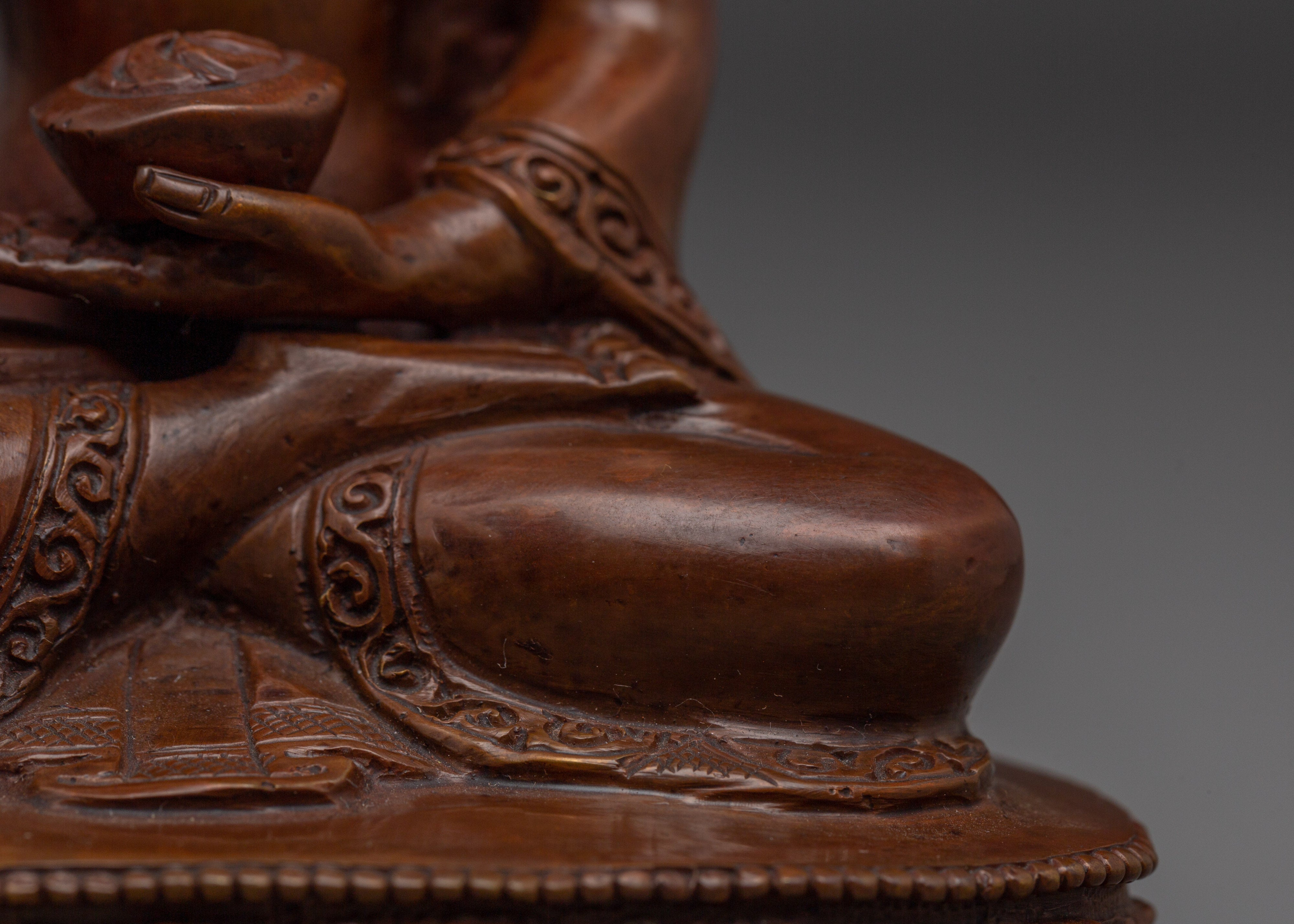 Handcrafted Oxidized Copper Shakyamuni Buddha Sculpture | Nepalese Altar Statue