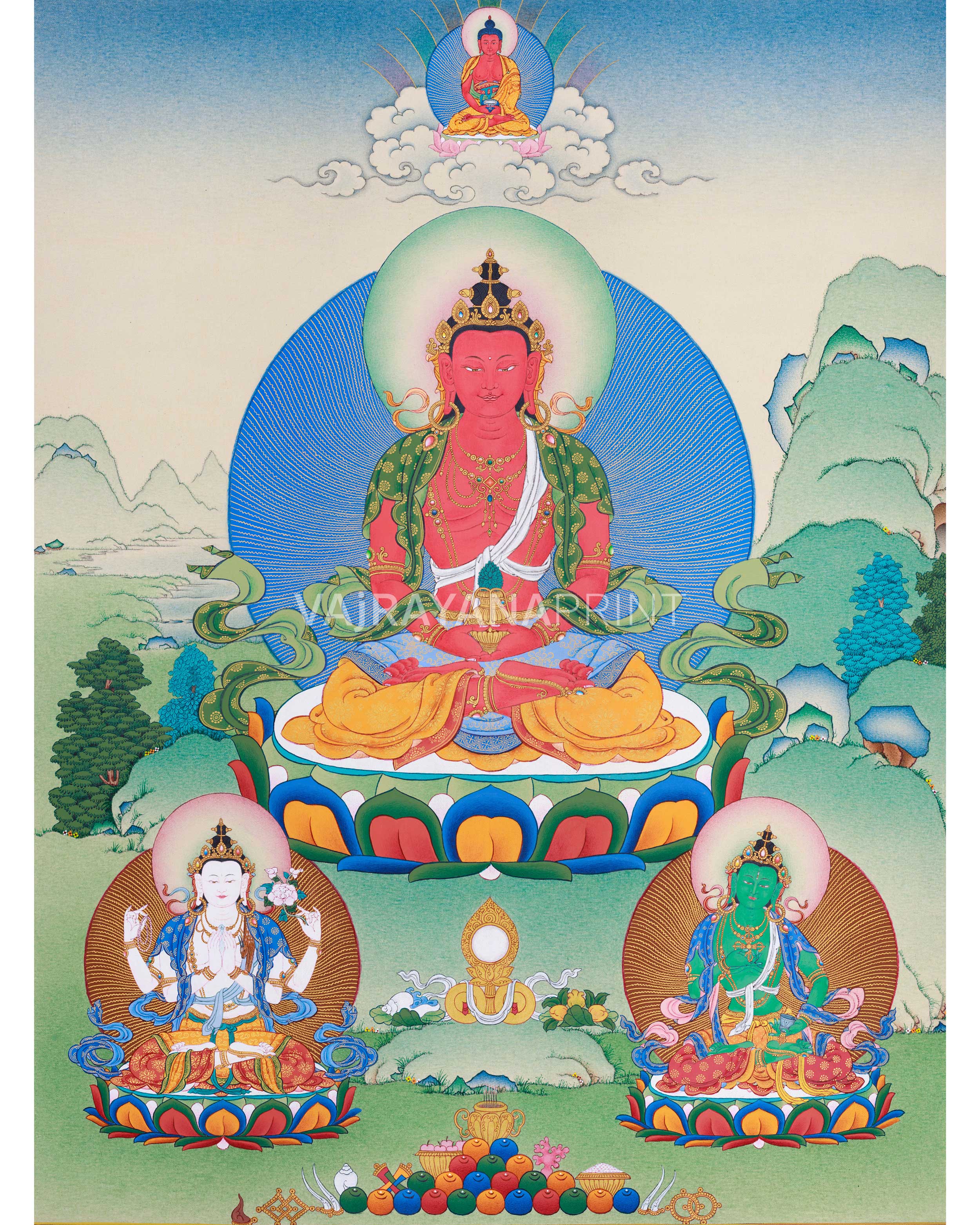 Traditional  Amitayus Thangka Print