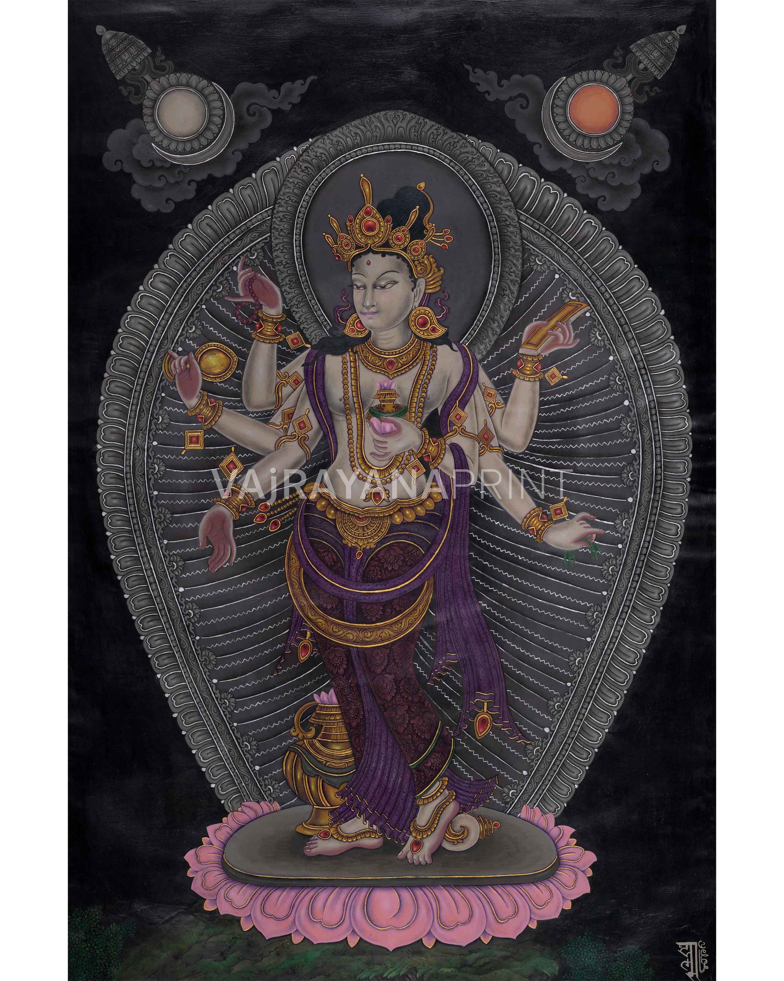 Bhasundhara Devi Thangka Print